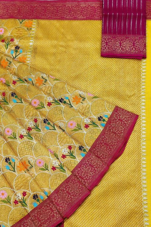 PURE ZAMAWAR WITH BOTH SIDE KANCHI BORDER ZARIKOTA HANDLOOM SAREE_Z59