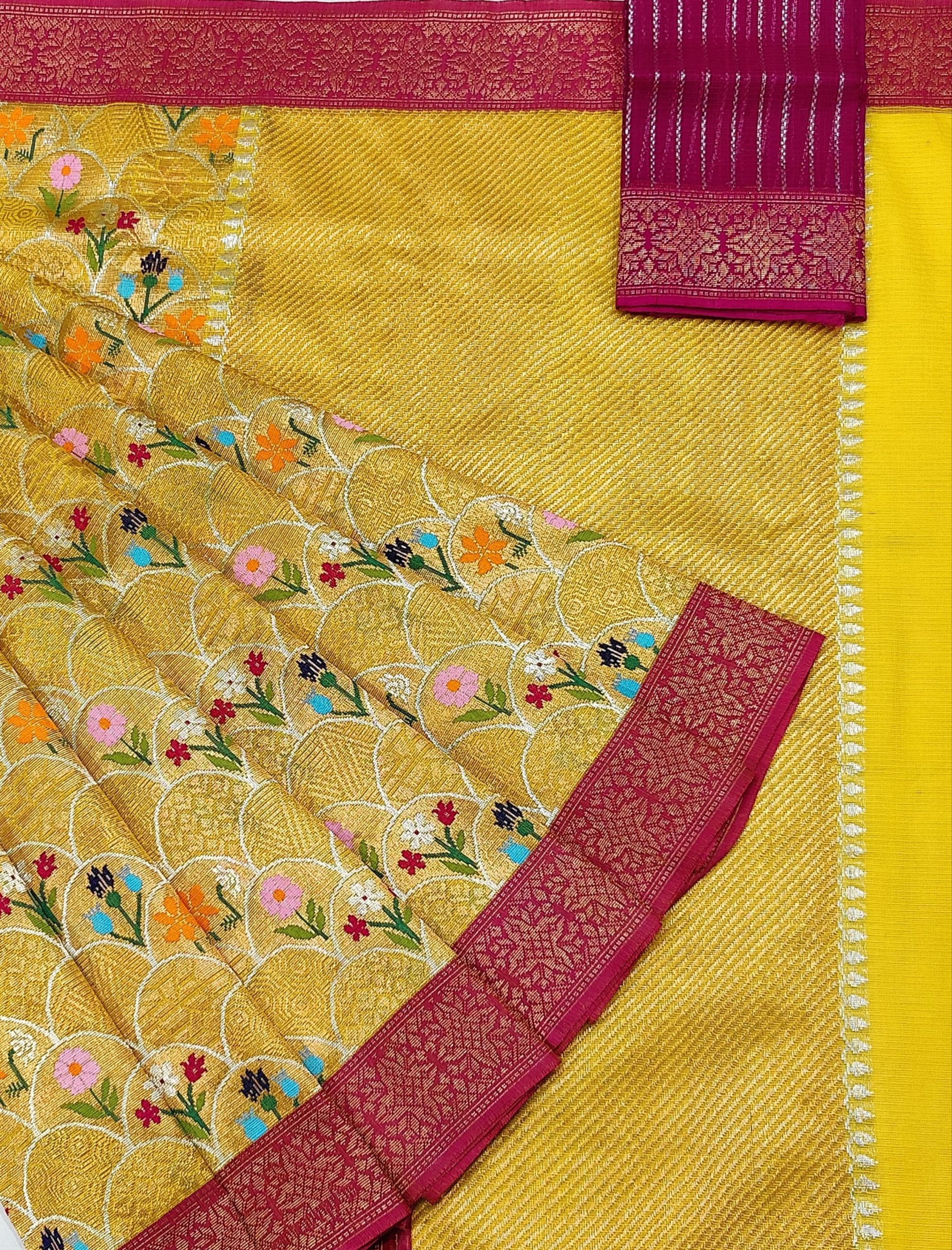 PURE ZAMAWAR WITH BOTH SIDE KANCHI BORDER ZARIKOTA HANDLOOM SAREE_Z59
