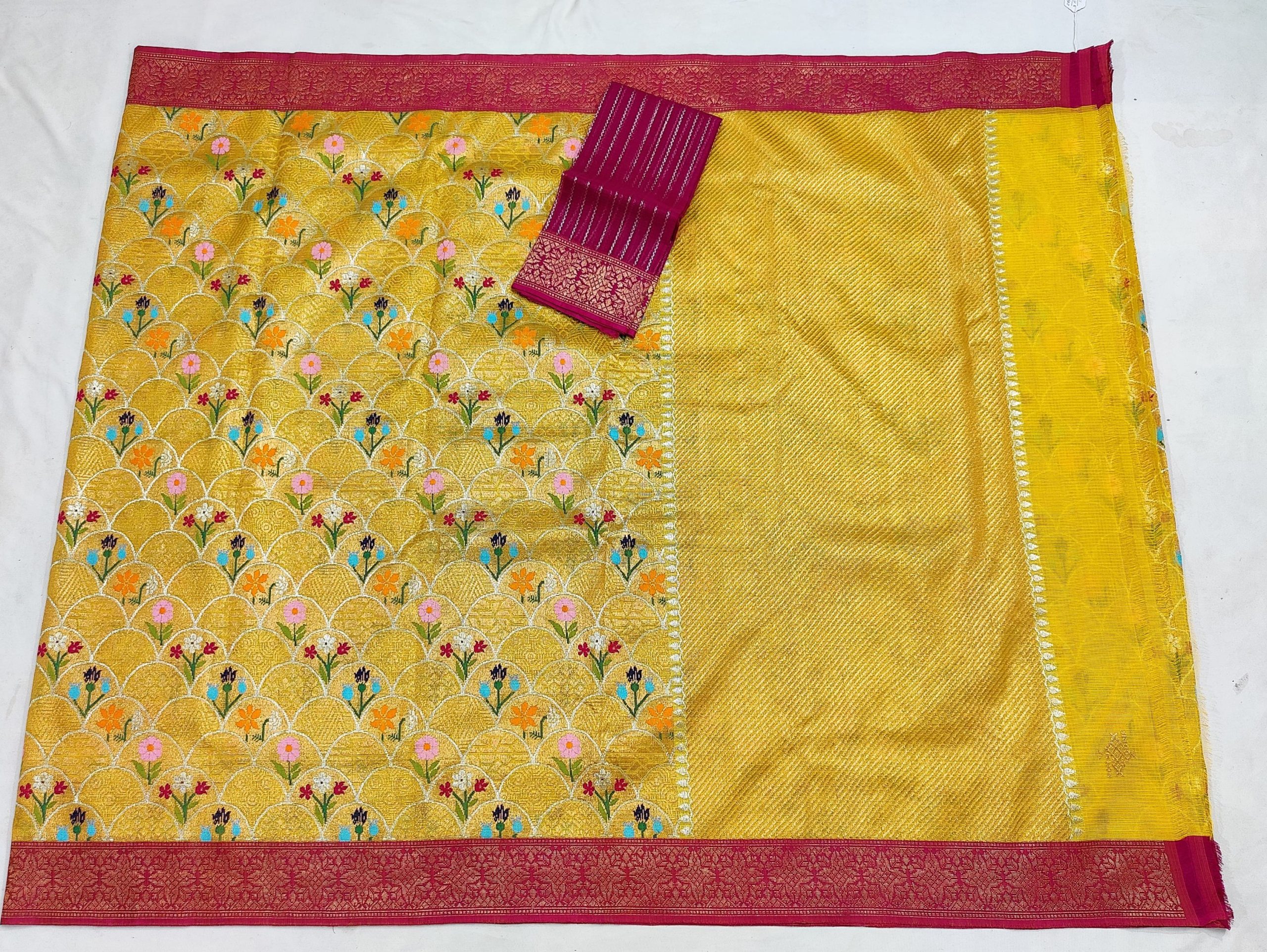 PURE ZAMAWAR WITH BOTH SIDE KANCHI BORDER ZARIKOTA HANDLOOM SAREE_Z59 - Image 4