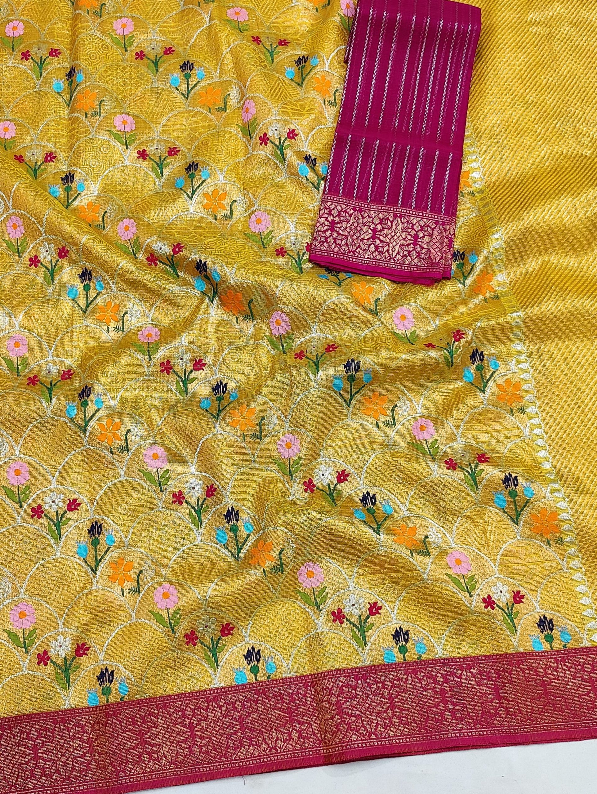 PURE ZAMAWAR WITH BOTH SIDE KANCHI BORDER ZARIKOTA HANDLOOM SAREE_Z59 - Image 2