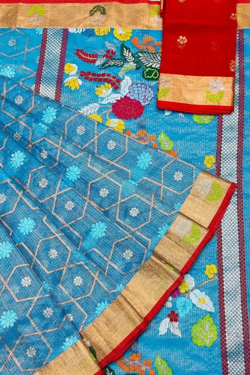 PURE GOLD TISSUE ALL OVER JAAL ZARIKOTA HANDLOOM SAREE WITH BLOUSE_T-254