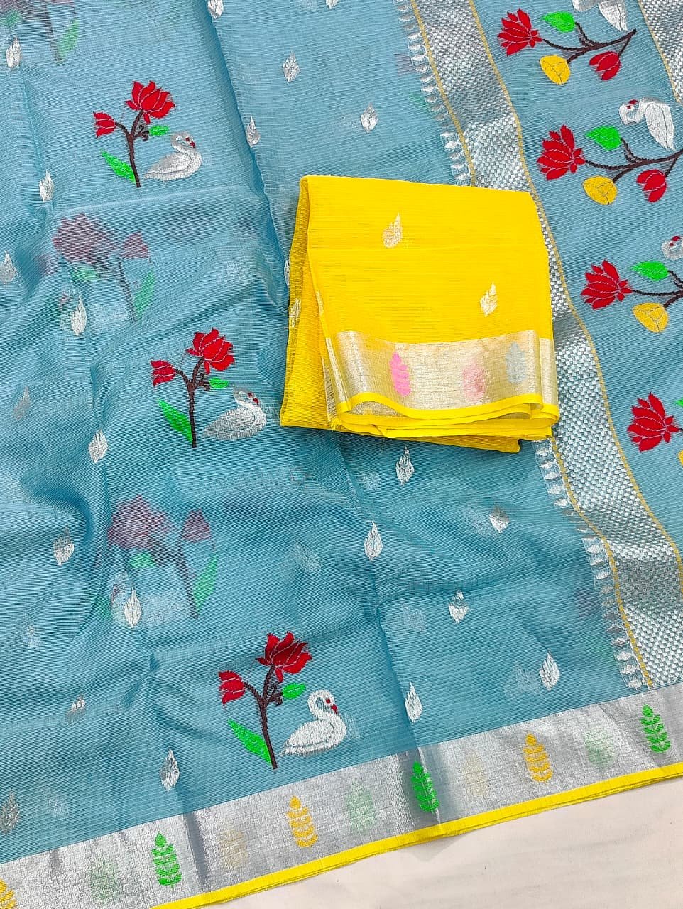 PURE ZARIKOTA HANDLOOM BUTA SAREE WITH BLOUSE B1788 - Image 2