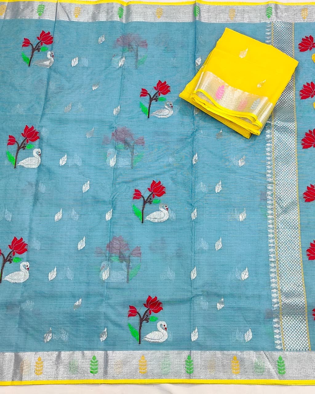 PURE ZARIKOTA HANDLOOM BUTA SAREE WITH BLOUSE B1788 - Image 3