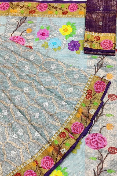 PURE GOLD TISSUE ALL OVER JAAL WITH BOTH SIDE PAITHANI BORDER ZARIKOTA HANDLOOM SAREE WITH BLOUSE_T-255