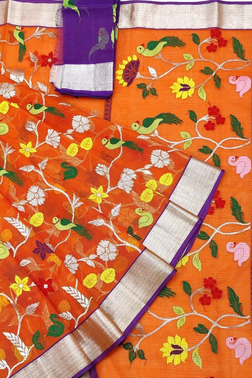 PURE ALL OVER JAAL ZARIKOTA HANDLOOM SAREE WITH BLOUSE_J594