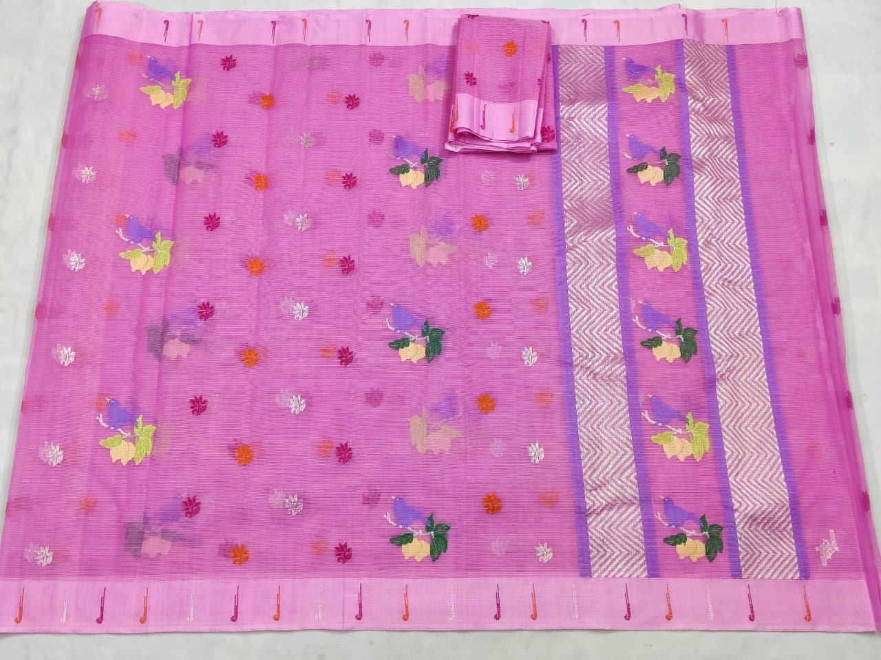 PURE ZARIKOTA HANDLOOM BUTA SAREE WITH BLOUSE B1795 - Image 4