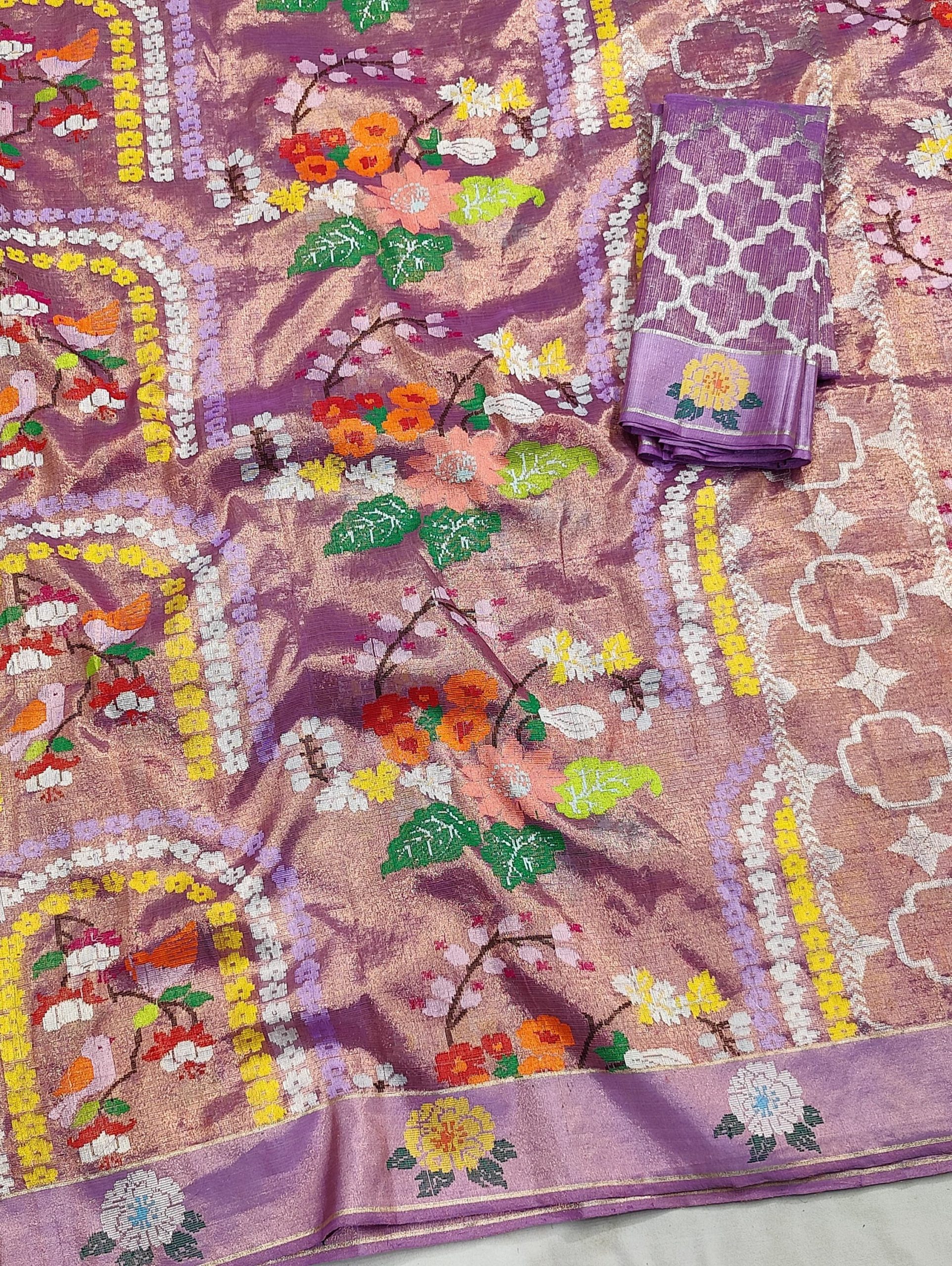 PURE GOLD DUBBLE TISSUE ALL OVER JAAL ZARIKOTA HANDLOOM SAREE_T-408 - Image 2