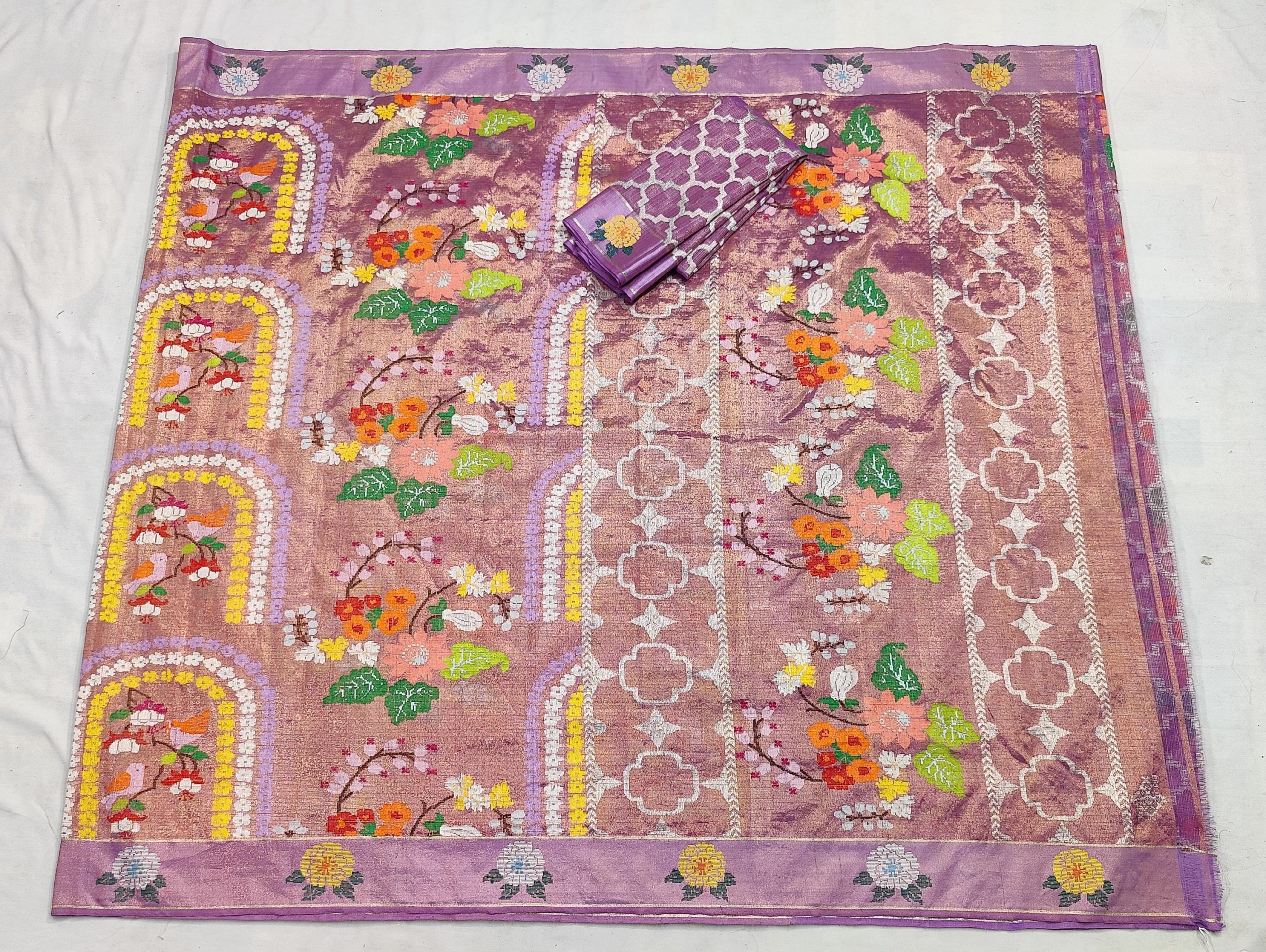 PURE GOLD DUBBLE TISSUE ALL OVER JAAL ZARIKOTA HANDLOOM SAREE_T-408 - Image 4