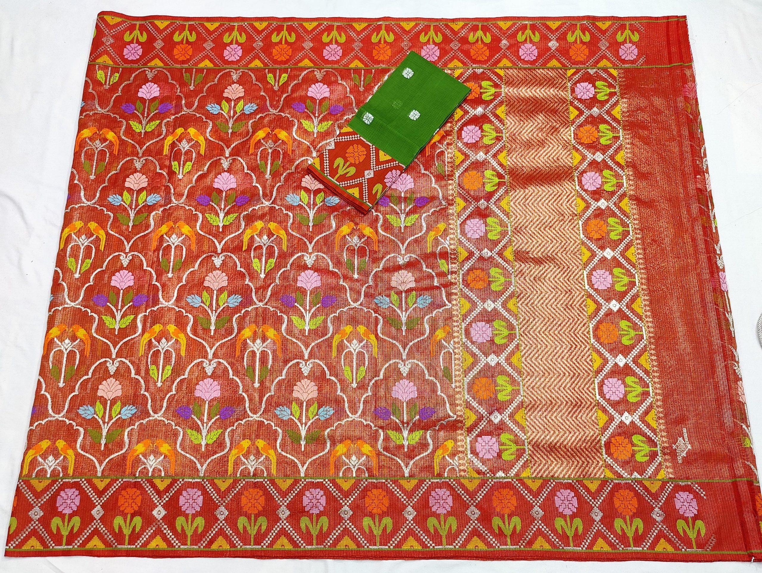 PURE GOLD TISSUE ALL OVER JAAL WITH BOTH SIDE PAITHANI BORDER ZARIKOTA HANDLOOM SAREE WITH BLOUSE_T-259 - Image 4