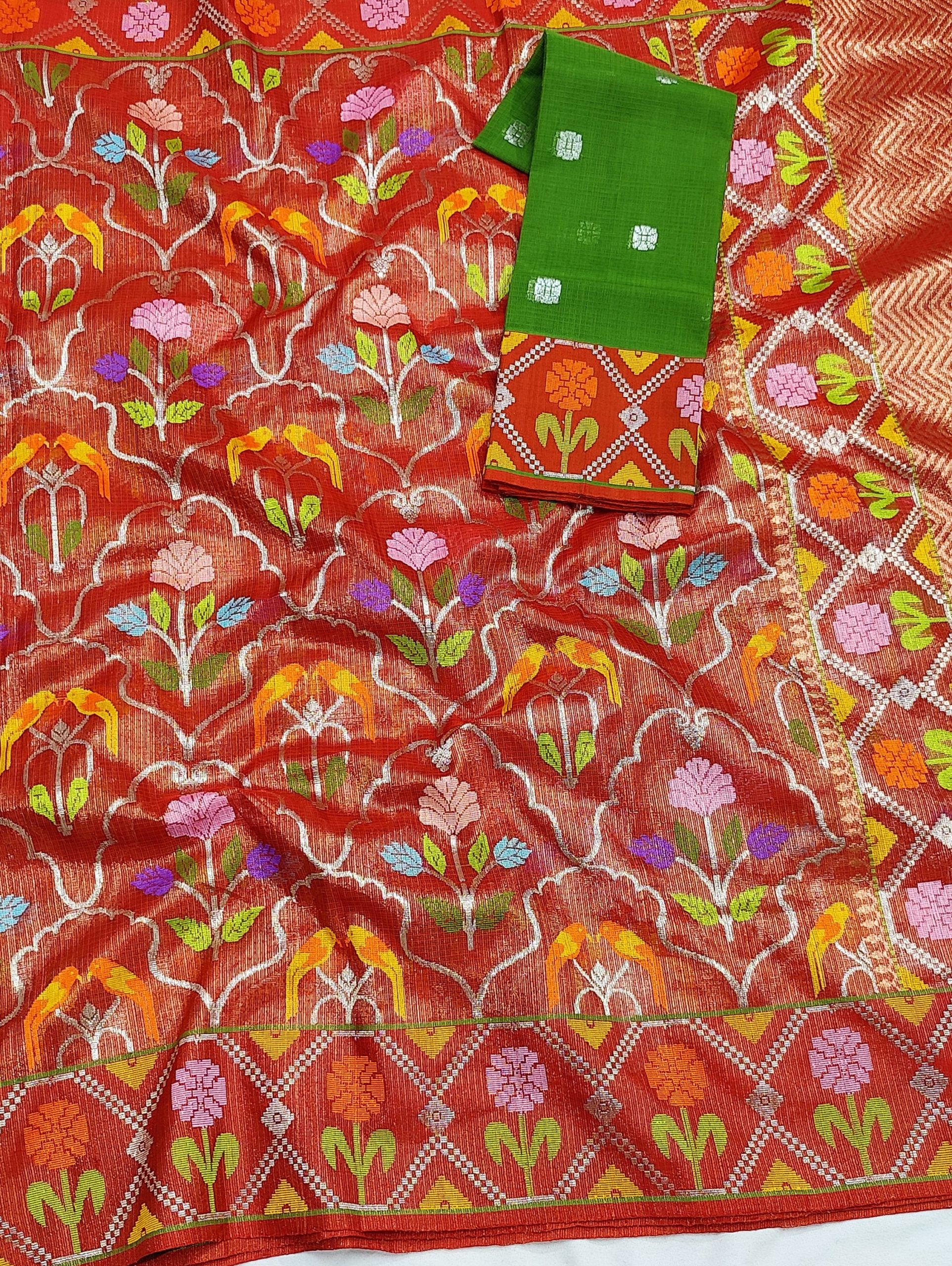 PURE GOLD TISSUE ALL OVER JAAL WITH BOTH SIDE PAITHANI BORDER ZARIKOTA HANDLOOM SAREE WITH BLOUSE_T-259 - Image 2