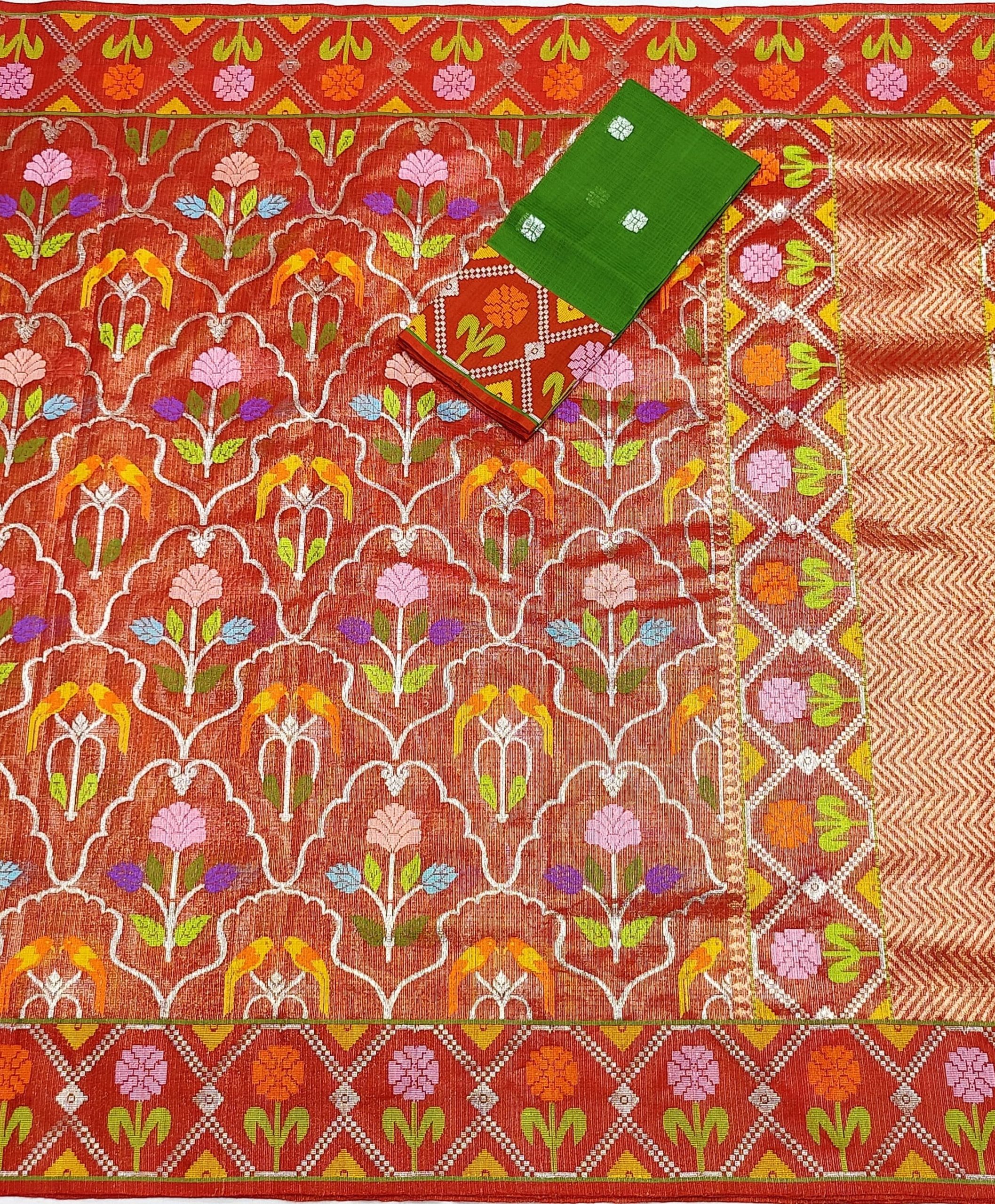 PURE GOLD TISSUE ALL OVER JAAL WITH BOTH SIDE PAITHANI BORDER ZARIKOTA HANDLOOM SAREE WITH BLOUSE_T-259 - Image 3