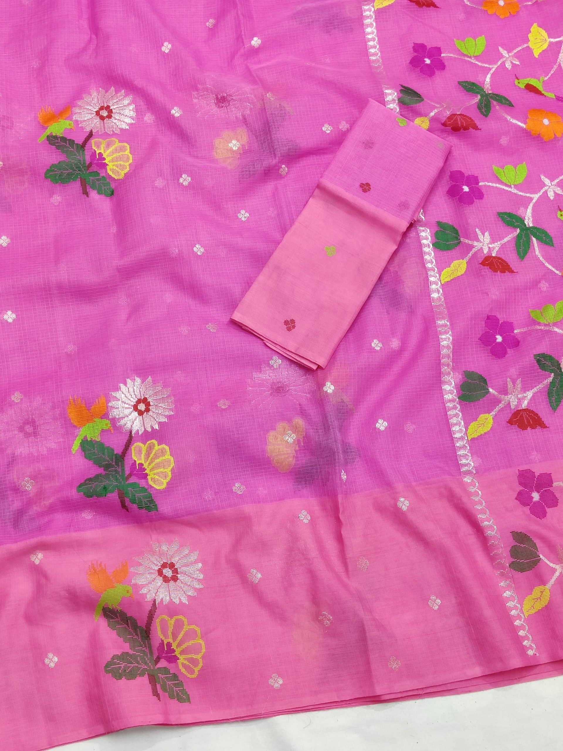 PURE ZARIKOTA HANDLOOM BUTA SAREE WITH BLOUSE B1835 - Image 2