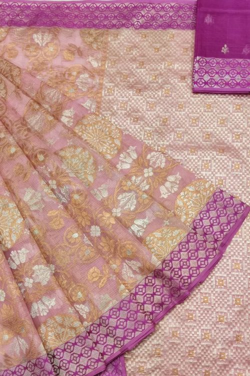 PURE ZAMAWAR WITH BOTH SIDE KANCHI BORDER ZARIKOTA HANDLOOM SAREE_Z60