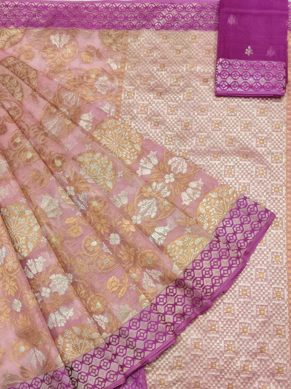 PURE ZAMAWAR WITH BOTH SIDE KANCHI BORDER ZARIKOTA HANDLOOM SAREE_Z60