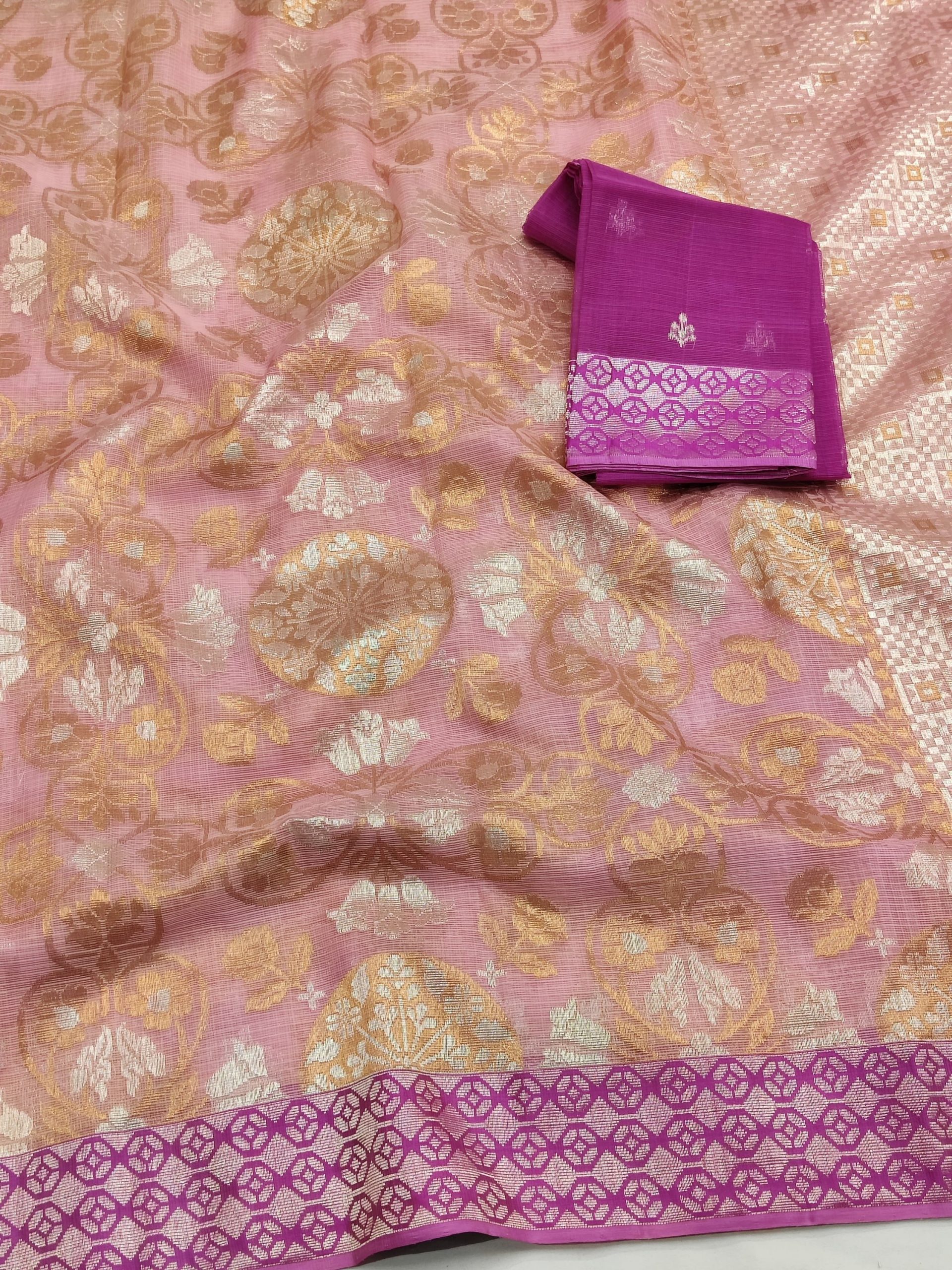 PURE ZAMAWAR WITH BOTH SIDE KANCHI BORDER ZARIKOTA HANDLOOM SAREE_Z60 - Image 2