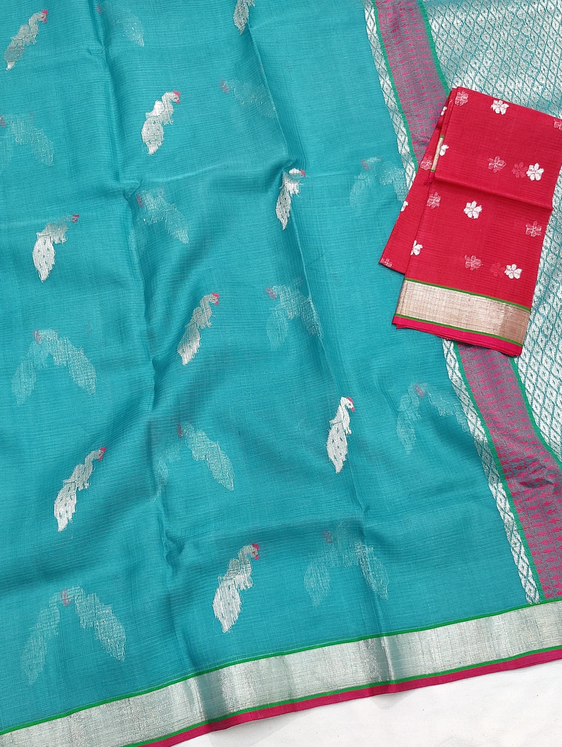 PURE ZARIKOTA HANDLOOM BUTA SAREE WITH BLOUSE B1849 - Image 2