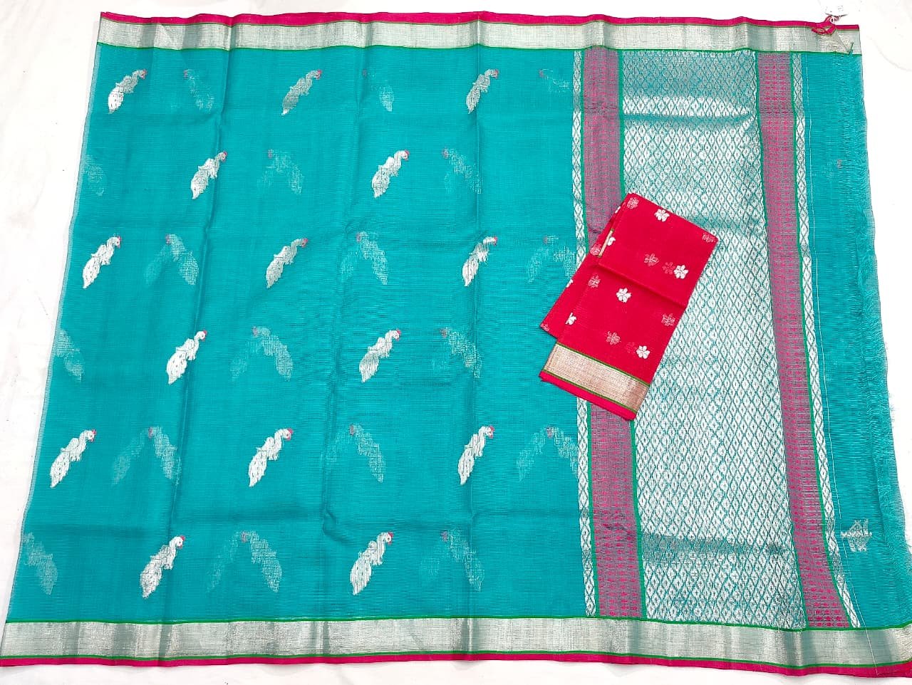 PURE ZARIKOTA HANDLOOM BUTA SAREE WITH BLOUSE B1849 - Image 4