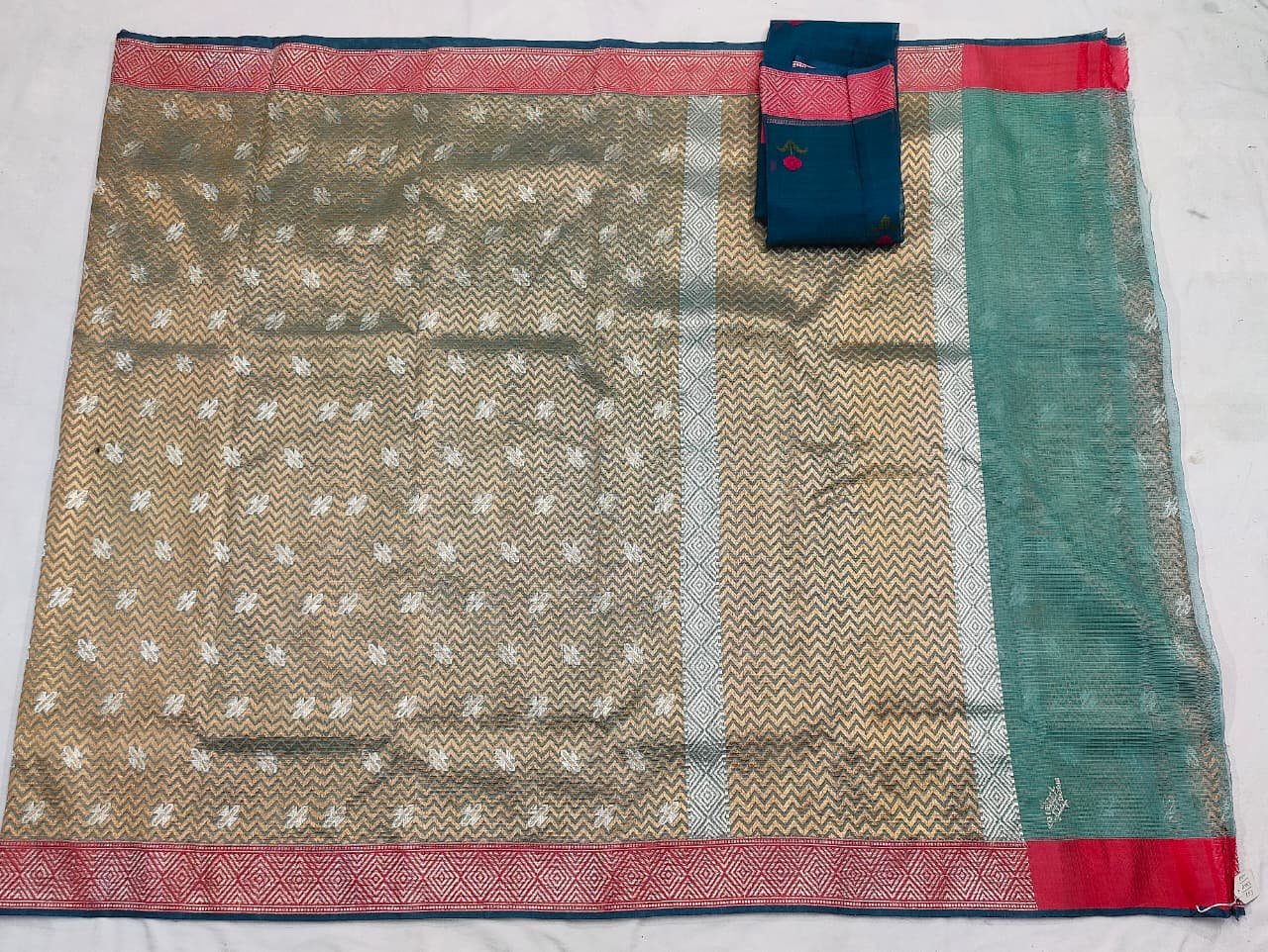 PURE ZAMAWAR WITH BOTH SIDE KANCHI BORDER ZARIKOTA HANDLOOM SAREE_Z61 - Image 4