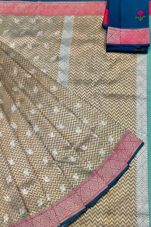 PURE ZAMAWAR WITH BOTH SIDE KANCHI BORDER ZARIKOTA HANDLOOM SAREE_Z61