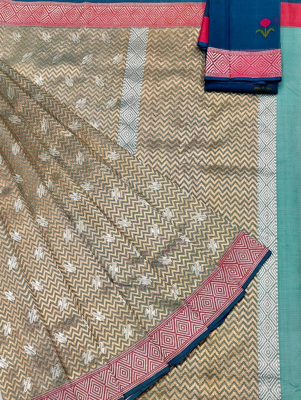 PURE ZAMAWAR WITH BOTH SIDE KANCHI BORDER ZARIKOTA HANDLOOM SAREE_Z61