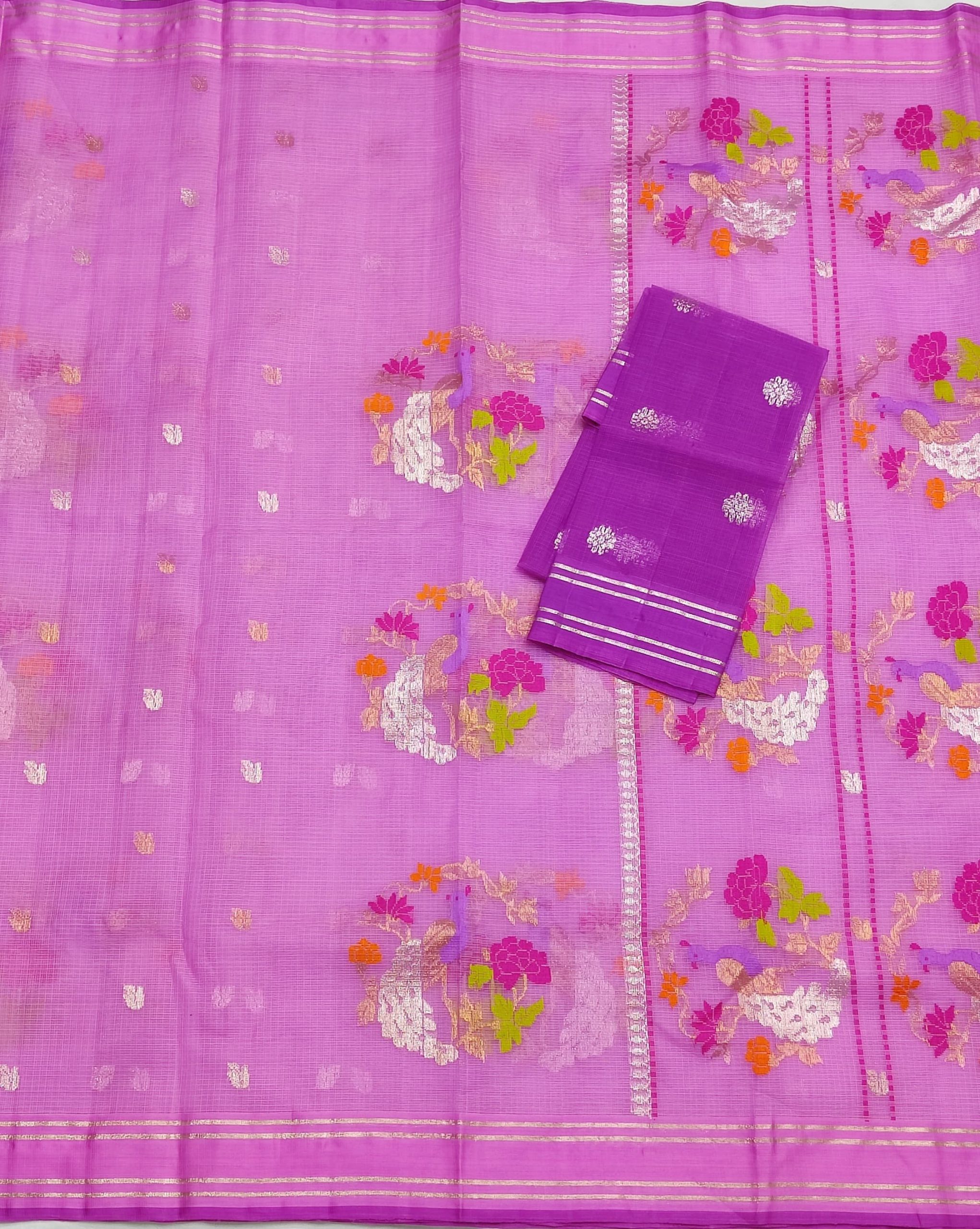 PURE ZARIKOTA HANDLOOM BUTA SAREE WITH BLOUSE B1861 - Image 3