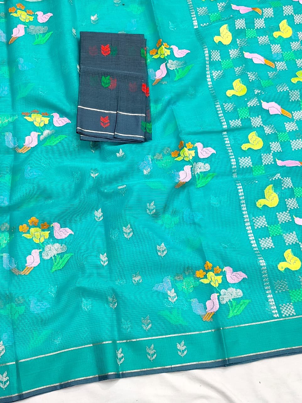 PURE ZARIKOTA HANDLOOM BUTA SAREE WITH BLOUSE B1864 - Image 2