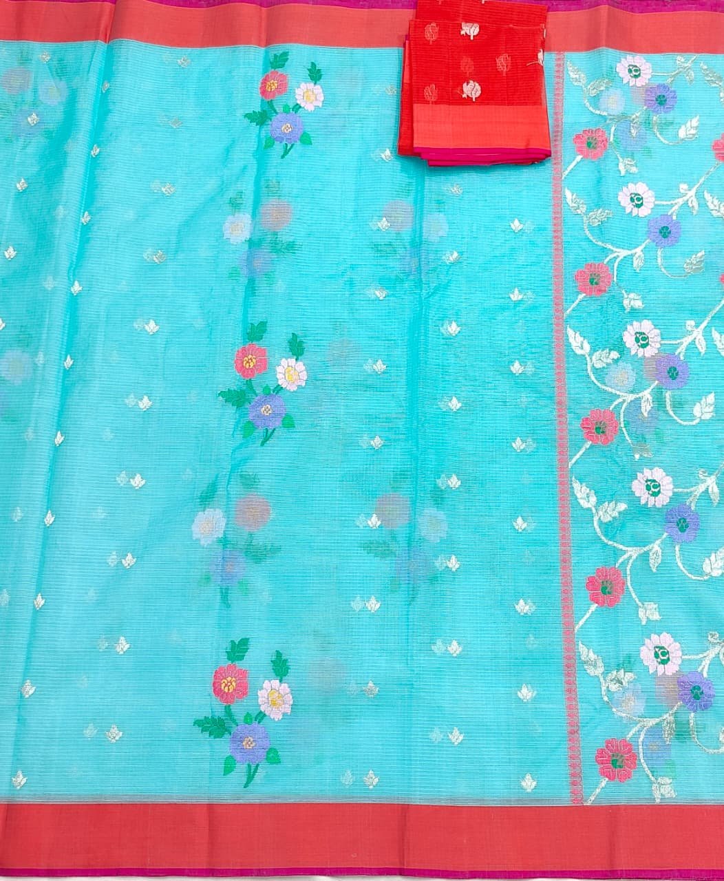 PURE ZARIKOTA HANDLOOM BUTA SAREE WITH BLOUSE B1867 - Image 3