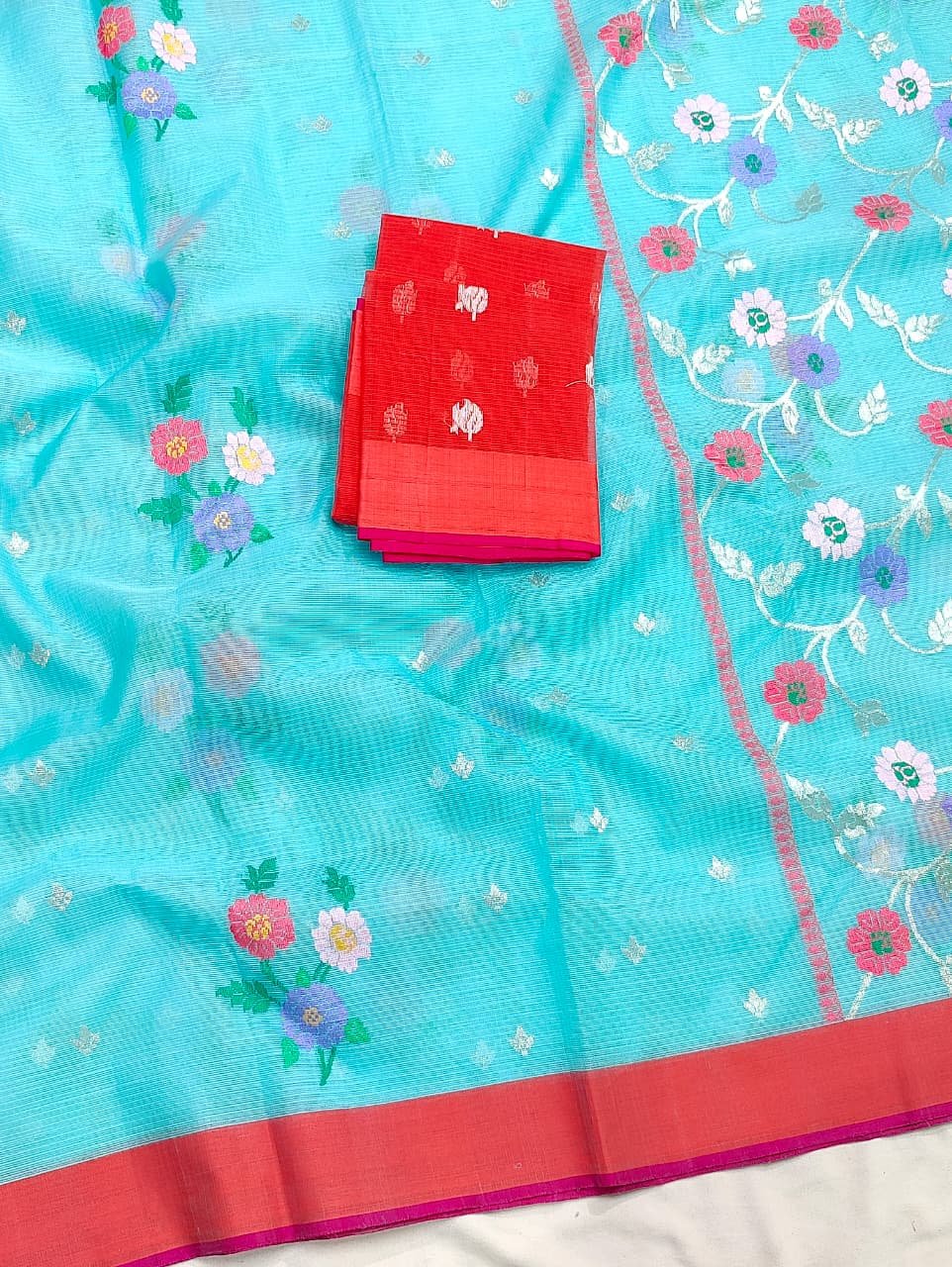 PURE ZARIKOTA HANDLOOM BUTA SAREE WITH BLOUSE B1867 - Image 2