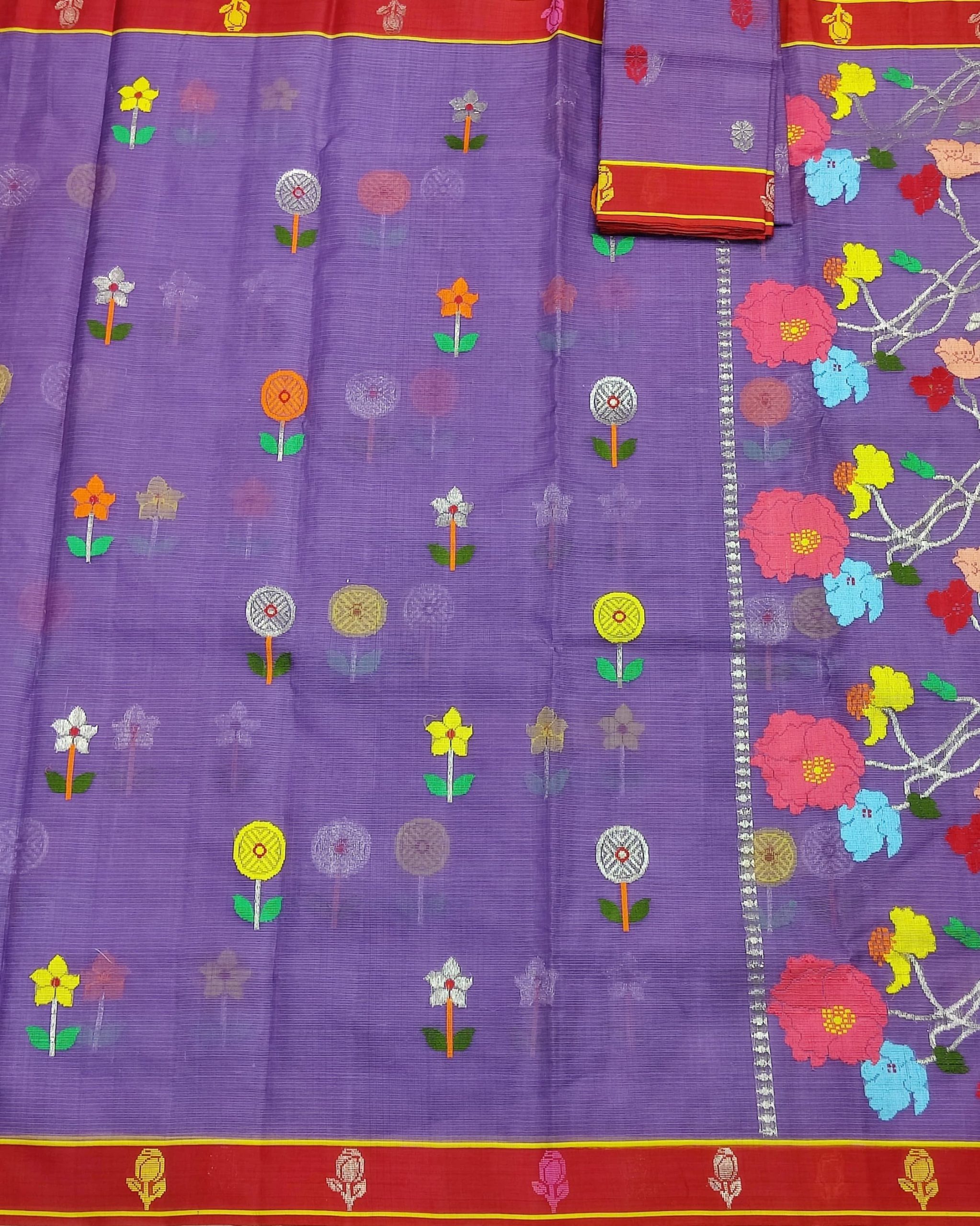 PURE ZARIKOTA HANDLOOM BUTA SAREE WITH BLOUSE B1868 - Image 3