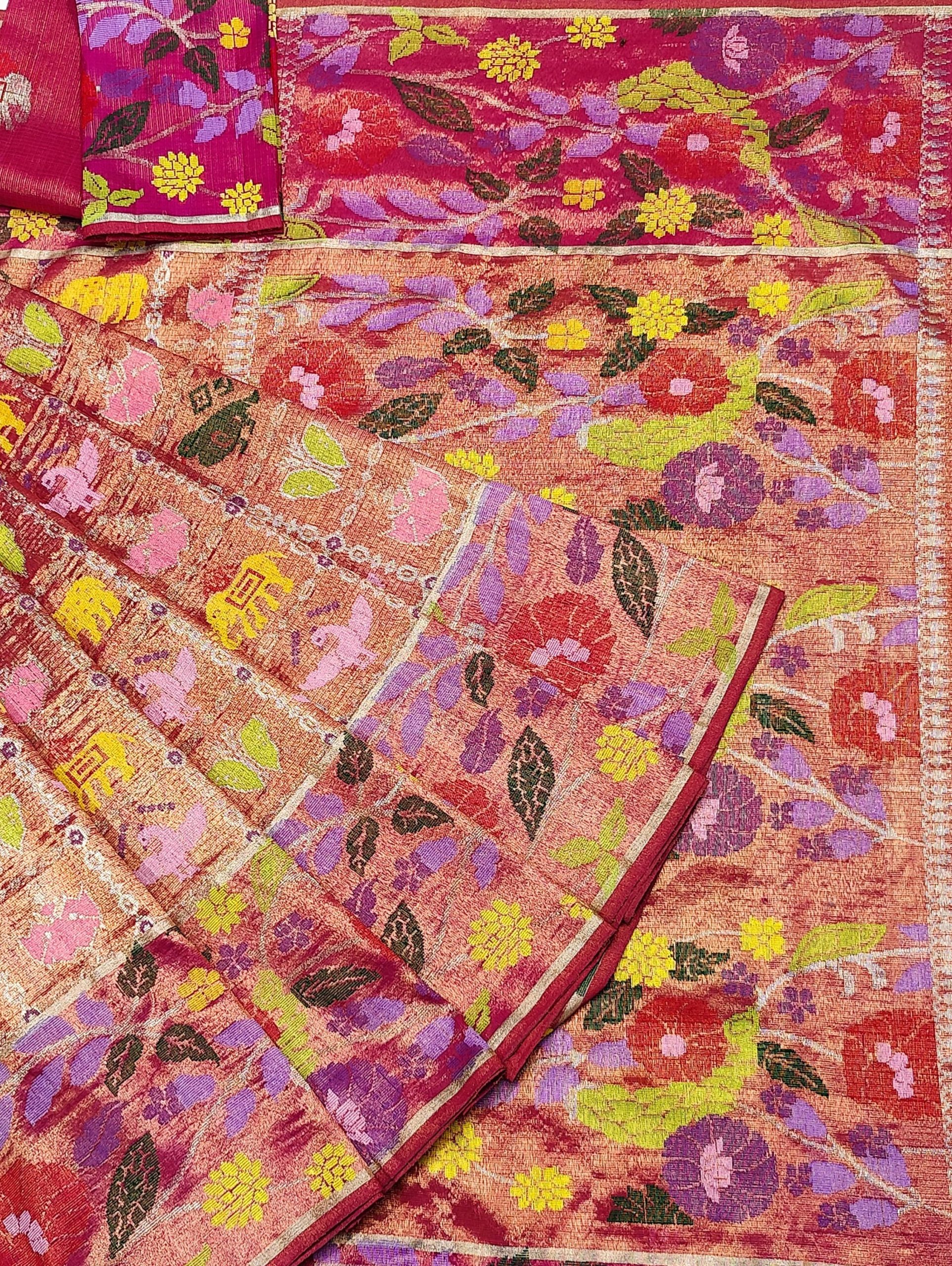 PURE GOLD DUBBLE TISSUE ALL OVER JAAL WITH BOTH SIDE PAITHANI BORDER ZARIKOTA HANDLOOM SAREE_T-425