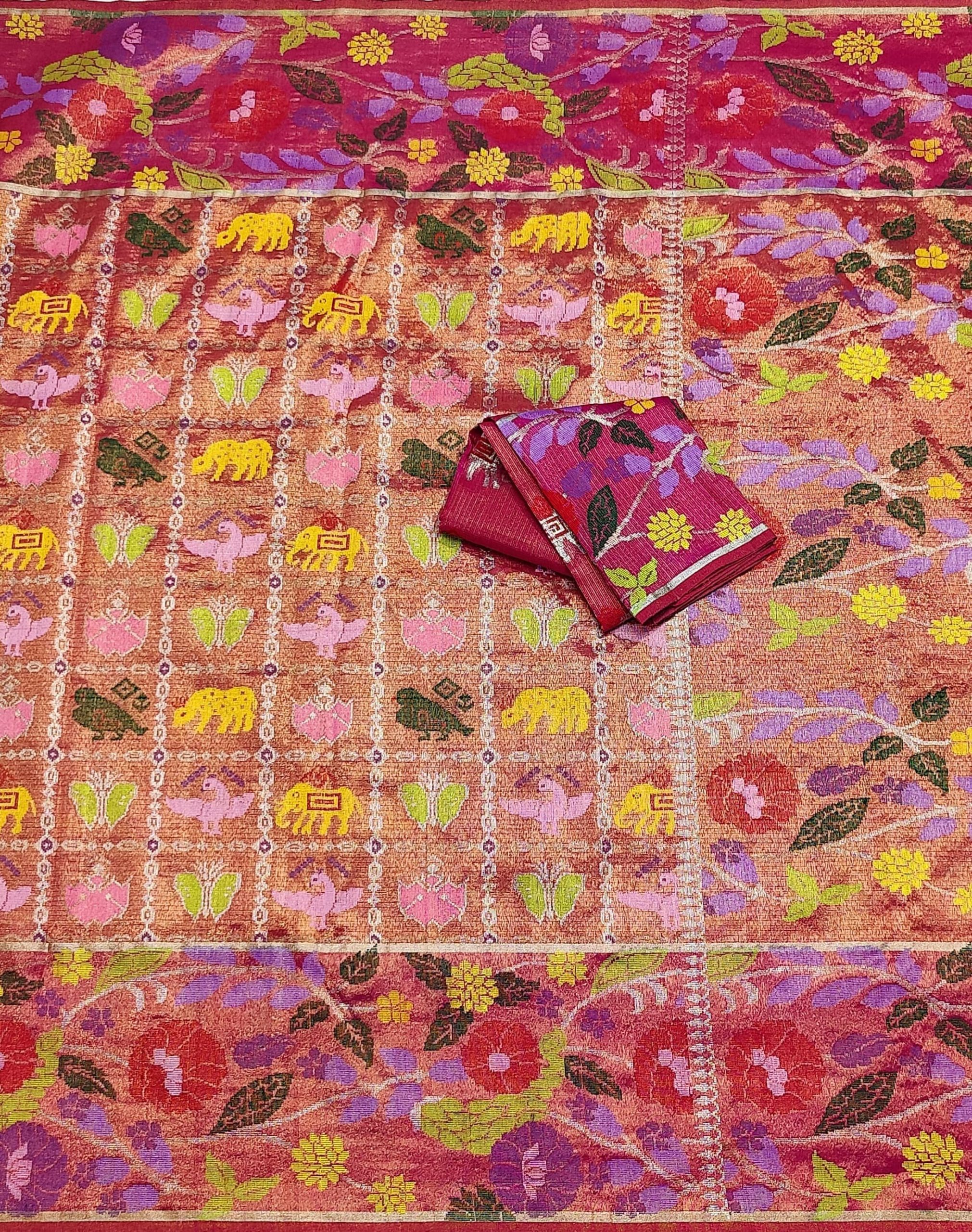 PURE GOLD DUBBLE TISSUE ALL OVER JAAL WITH BOTH SIDE PAITHANI BORDER ZARIKOTA HANDLOOM SAREE_T-425 - Image 3