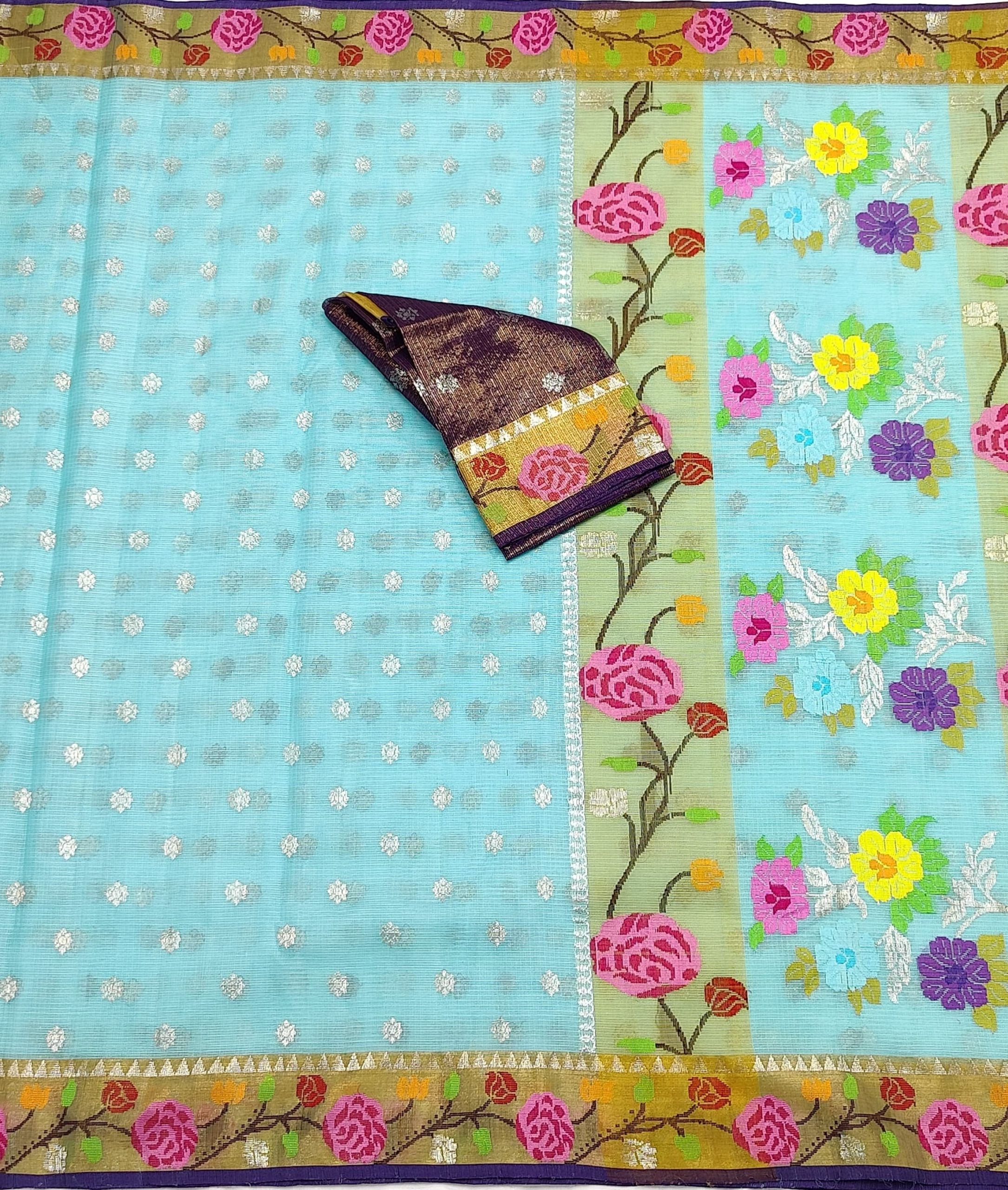 PURE BOTH SIDE PAITHANI BORDER ZARIKOTA HANDLOOM SAREE S-162 - Image 3