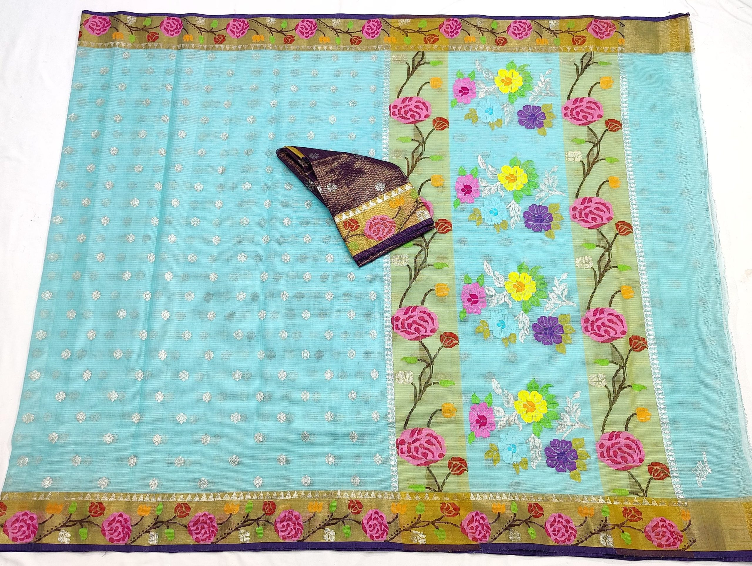 PURE BOTH SIDE PAITHANI BORDER ZARIKOTA HANDLOOM SAREE S-162 - Image 4