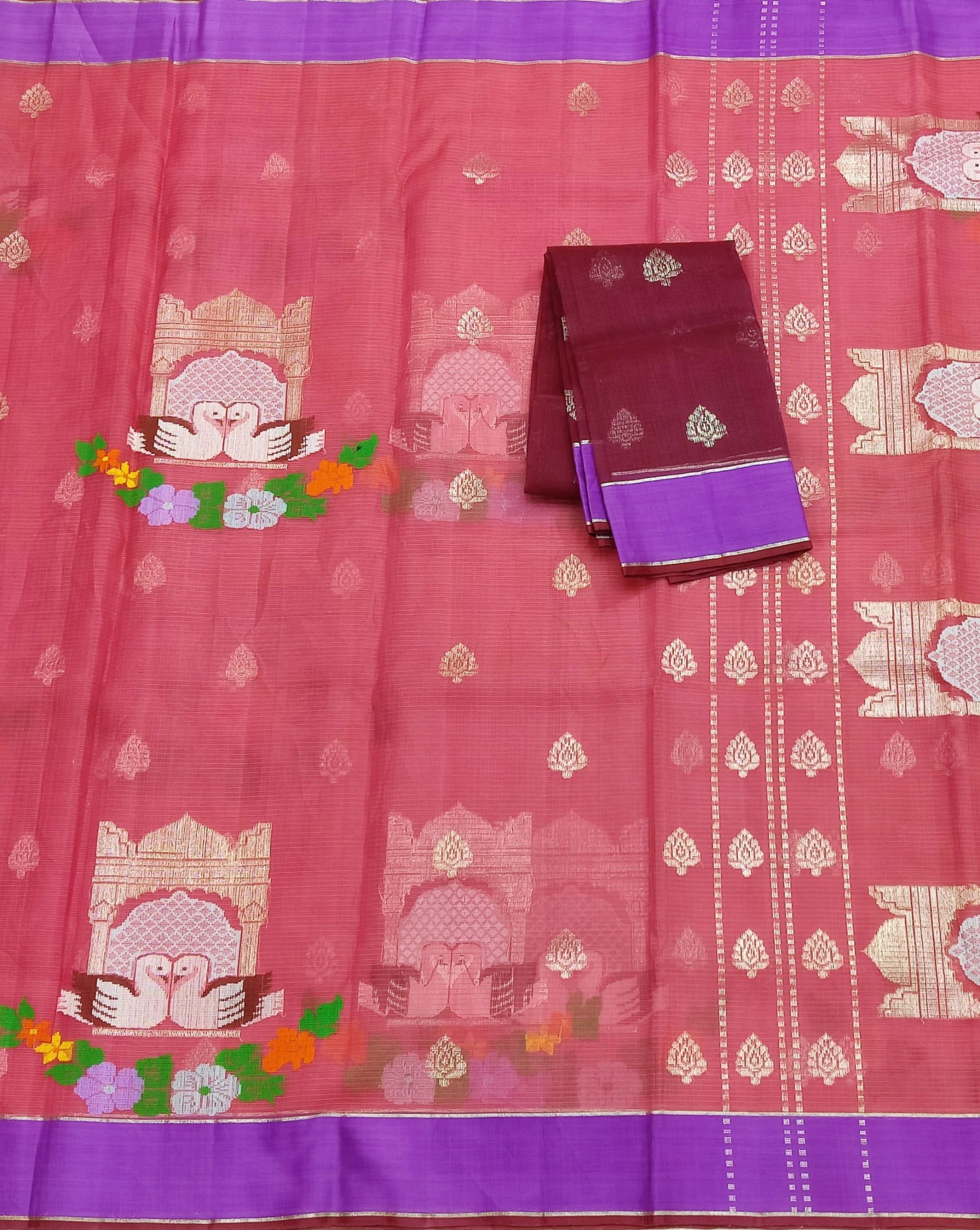 PURE ZARIKOTA HANDLOOM BUTA SAREE WITH BLOUSE B1877 - Image 3