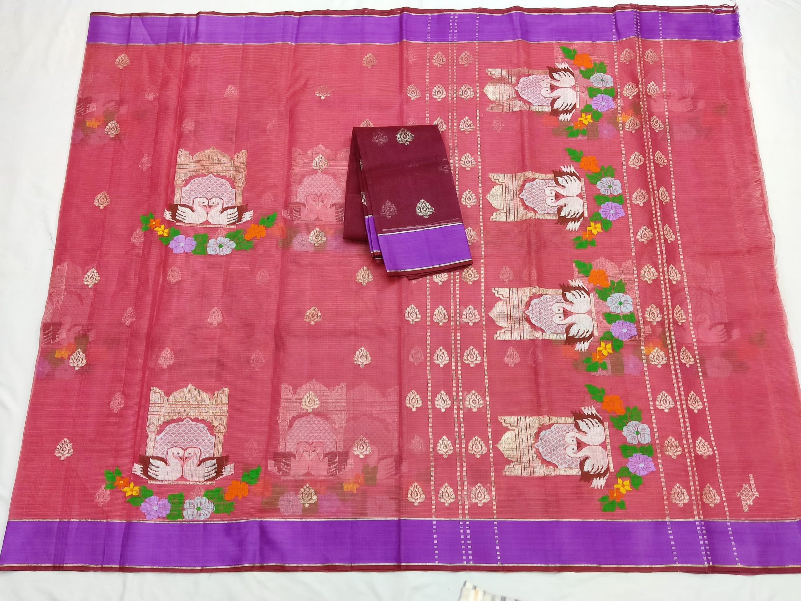 PURE ZARIKOTA HANDLOOM BUTA SAREE WITH BLOUSE B1877 - Image 4