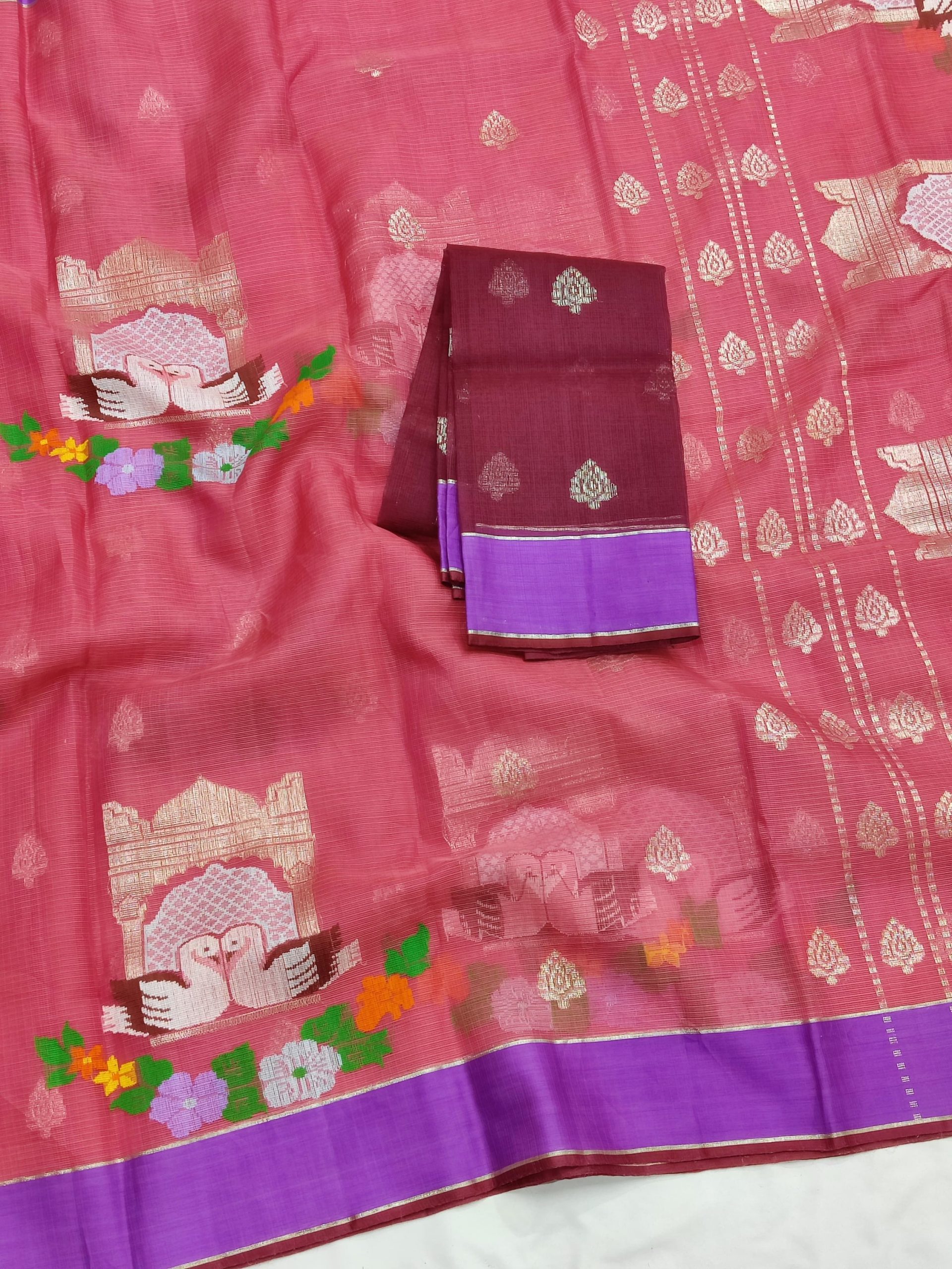 PURE ZARIKOTA HANDLOOM BUTA SAREE WITH BLOUSE B1877 - Image 2
