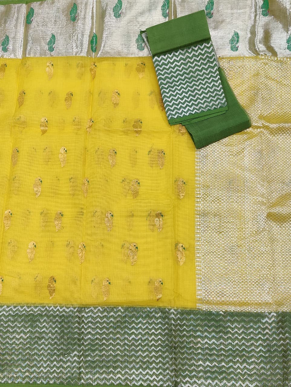 PURE BOTH SIDE KANCHI BORDER ZARIKOTA HANDLOOM SAREE K-47 - Image 3