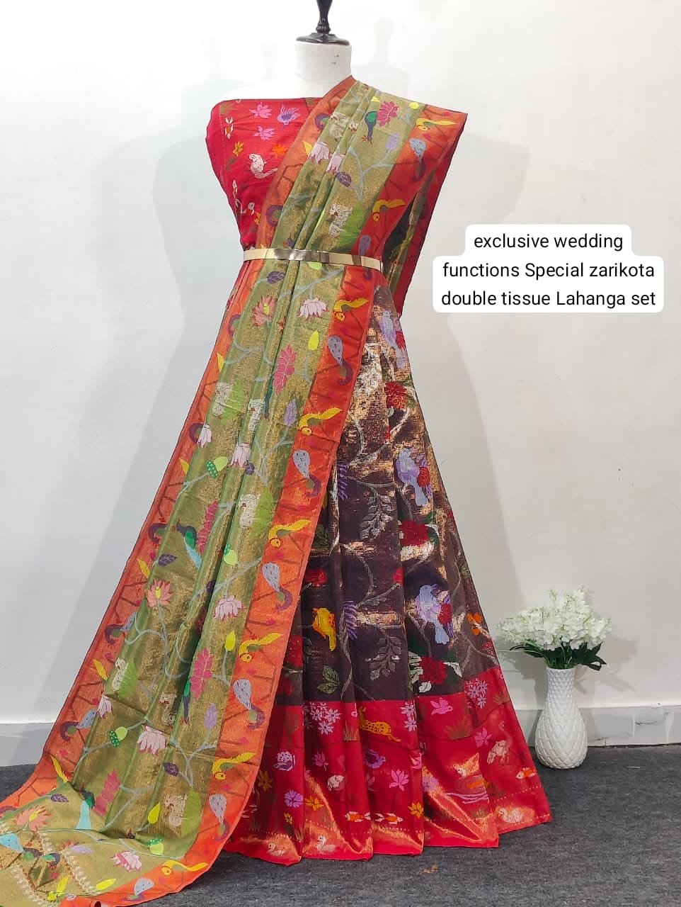 PURE ZARIKOTA HANDLOOM LEHANGA MATERIAL SET - L287