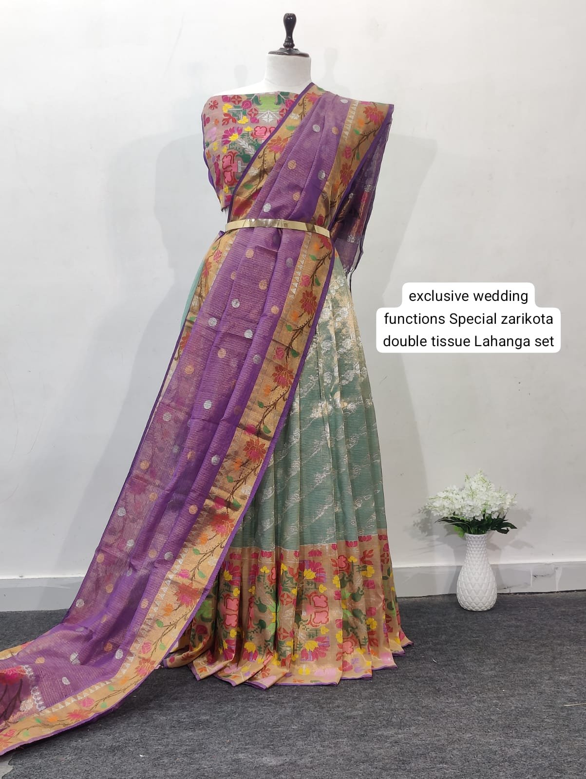 PURE ZARIKOTA HANDLOOM LEHANGA MATERIAL SET - L286