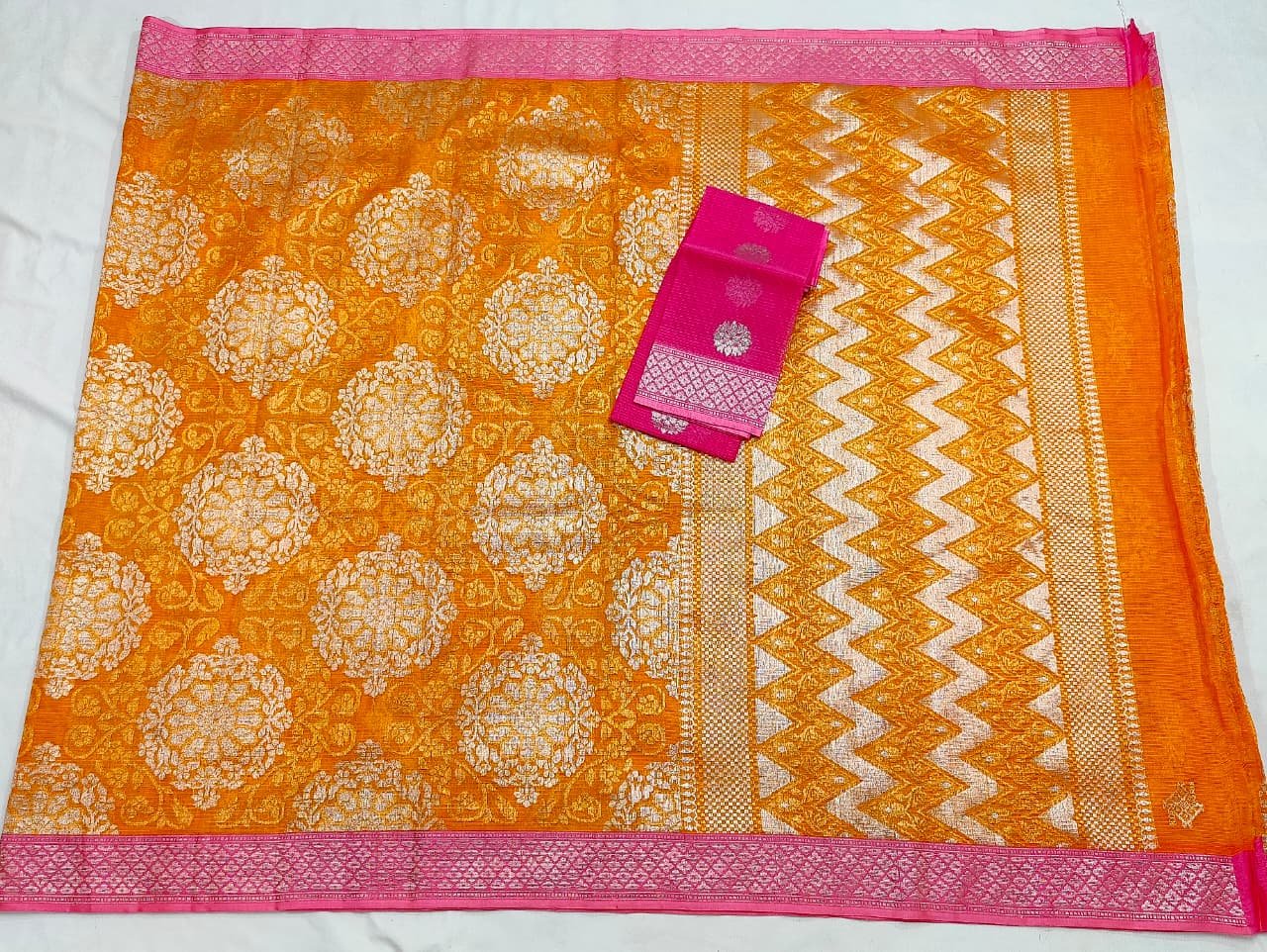PURE ZAMAWAR WITH BOTH SIDE KANCHI BORDER ZARIKOTA HANDLOOM SAREE_Z62 - Image 4