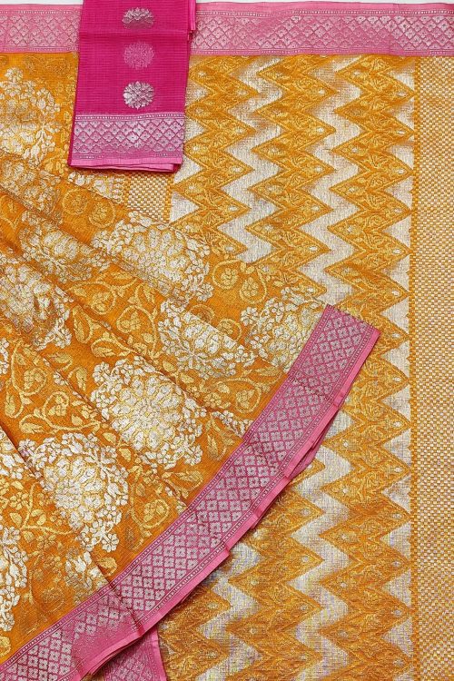 PURE ZAMAWAR WITH BOTH SIDE KANCHI BORDER ZARIKOTA HANDLOOM SAREE_Z62