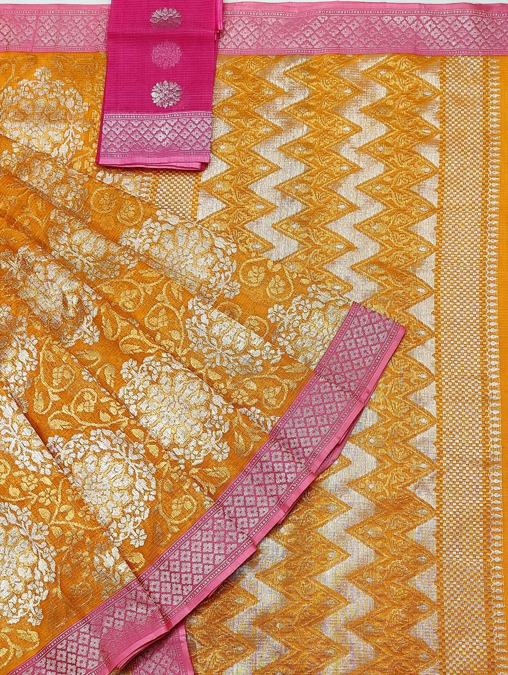 PURE ZAMAWAR WITH BOTH SIDE KANCHI BORDER ZARIKOTA HANDLOOM SAREE_Z62