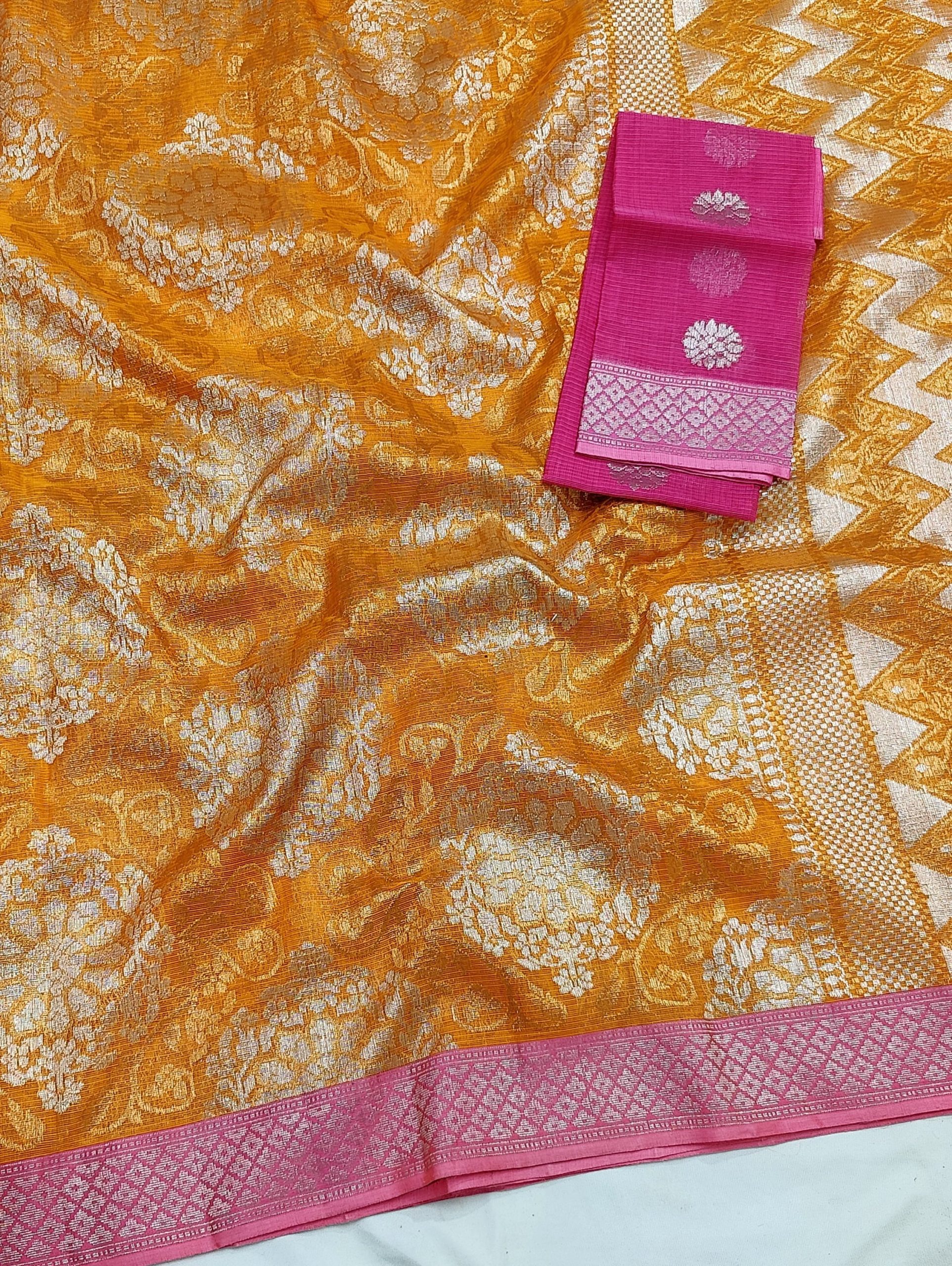 PURE ZAMAWAR WITH BOTH SIDE KANCHI BORDER ZARIKOTA HANDLOOM SAREE_Z62 - Image 2