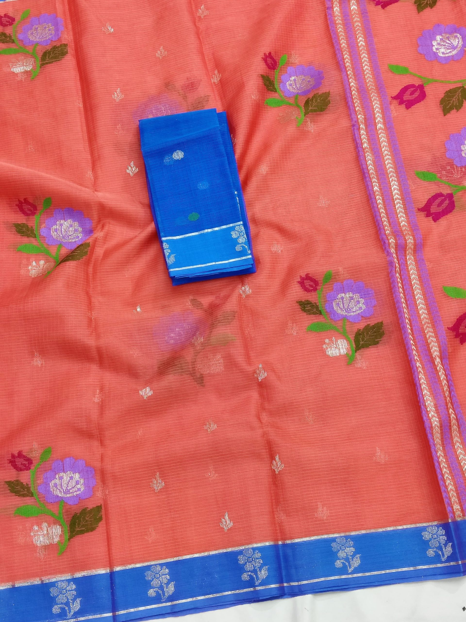 PURE ZARIKOTA HANDLOOM BUTA SAREE WITH BLOUSE B1878 - Image 2