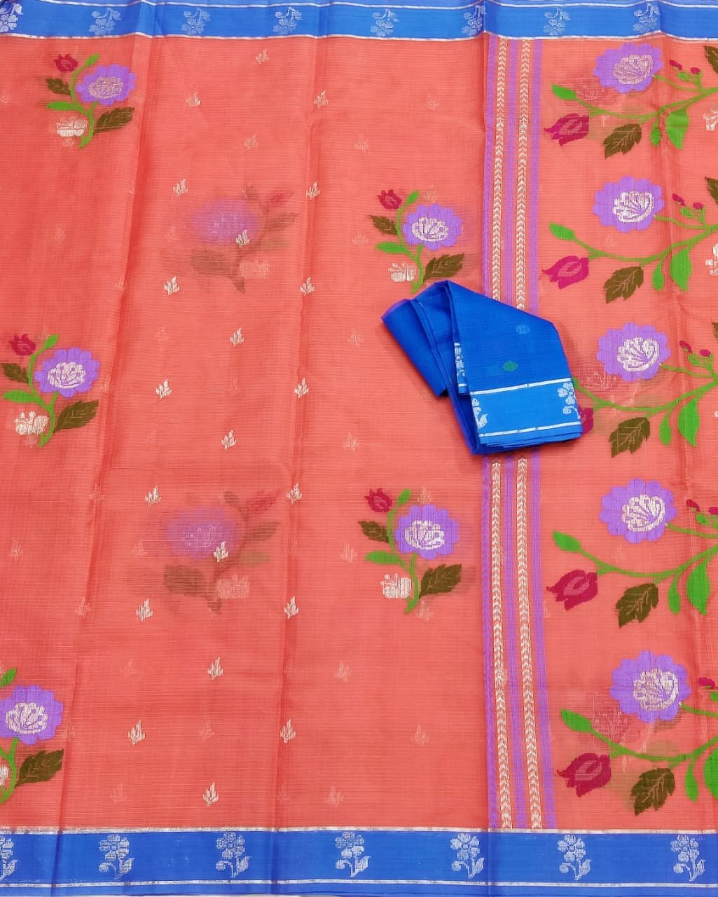 PURE ZARIKOTA HANDLOOM BUTA SAREE WITH BLOUSE B1878 - Image 3