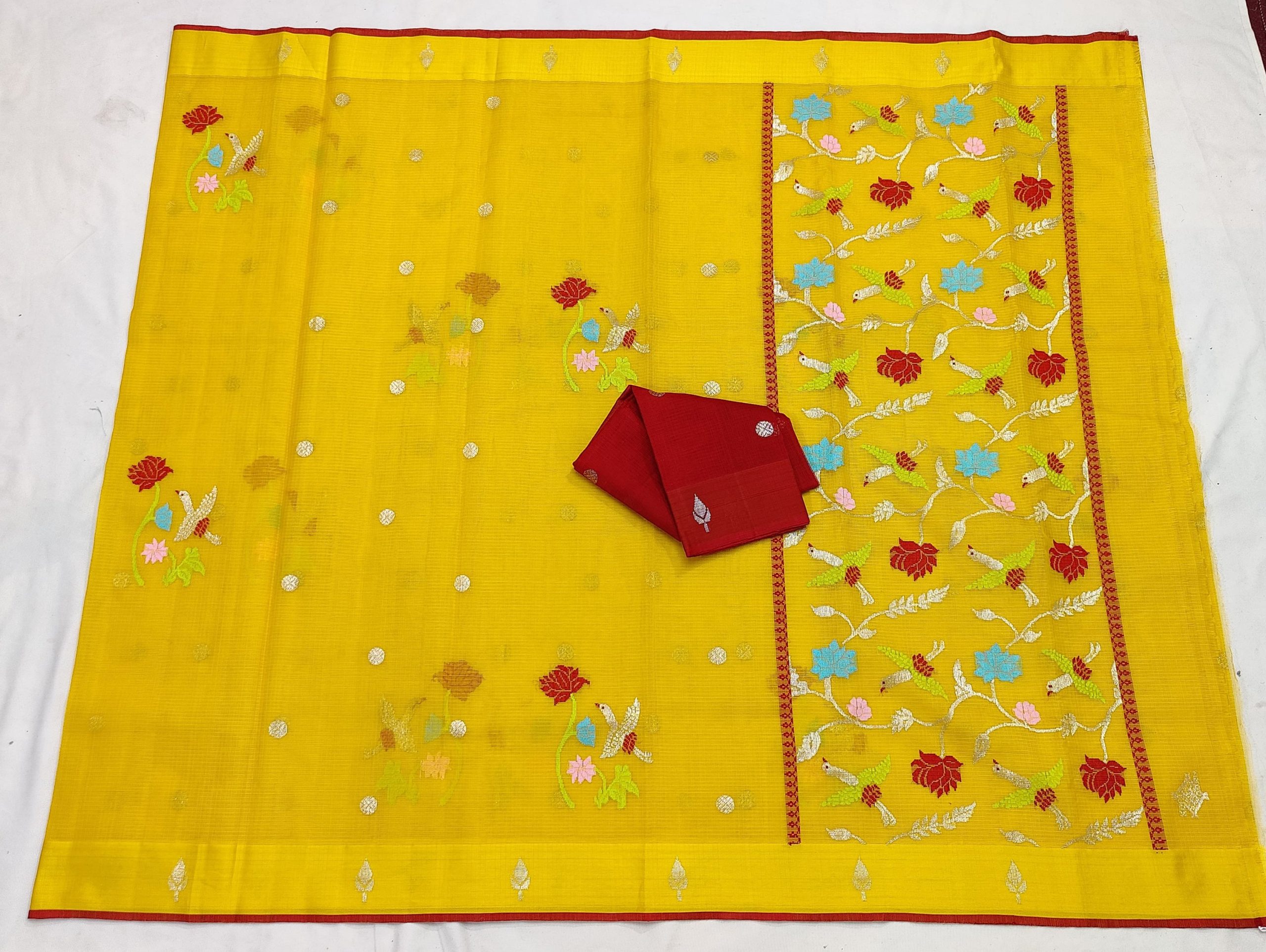 PURE ZARIKOTA HANDLOOM BUTA SAREE WITH BLOUSE B1882 - Image 4