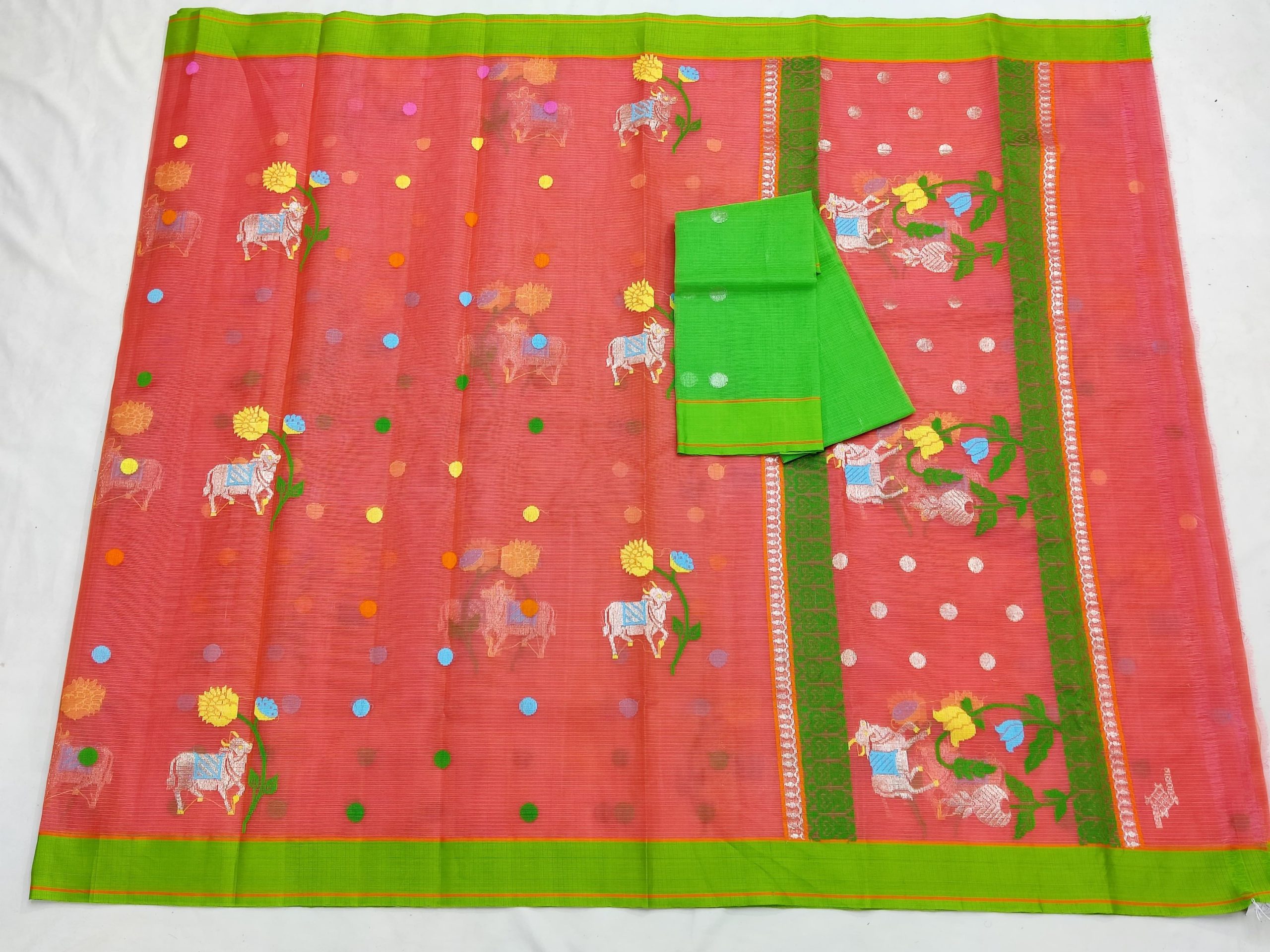 PURE ZARIKOTA HANDLOOM BUTA SAREE WITH BLOUSE B1883 - Image 4