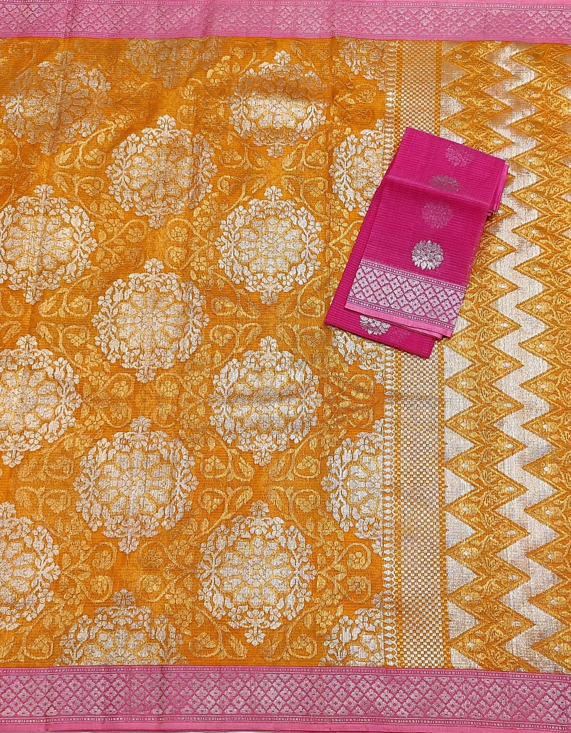 PURE ZAMAWAR WITH BOTH SIDE KANCHI BORDER ZARIKOTA HANDLOOM SAREE_Z62 - Image 3