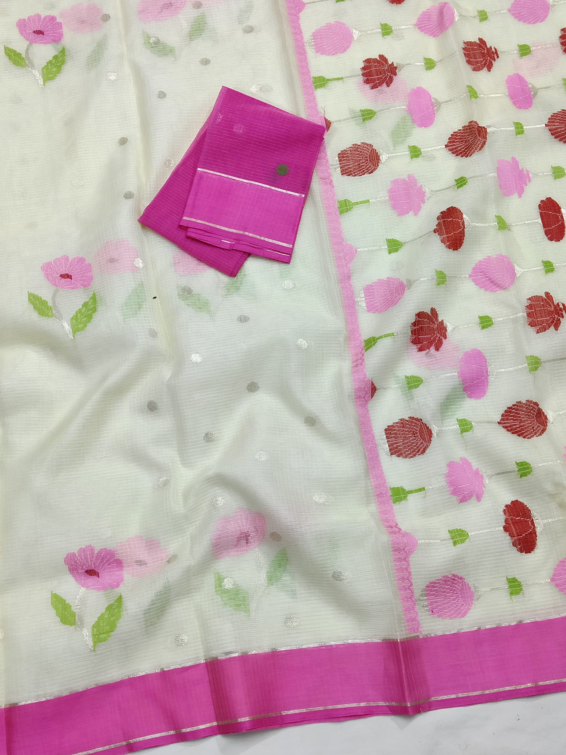PURE ZARIKOTA HANDLOOM BUTA SAREE WITH BLOUSE B1891 - Image 2