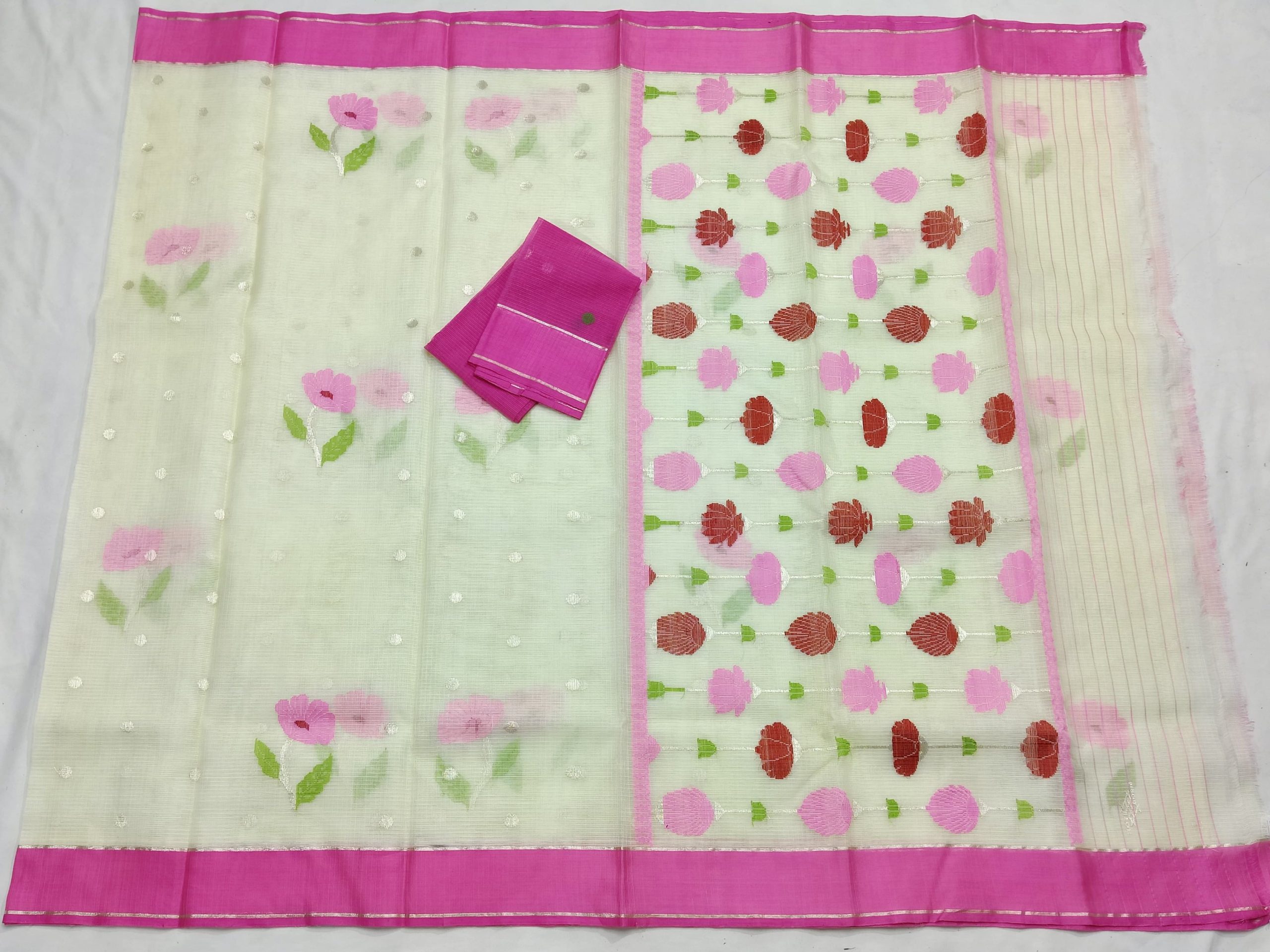 PURE ZARIKOTA HANDLOOM BUTA SAREE WITH BLOUSE B1891 - Image 4